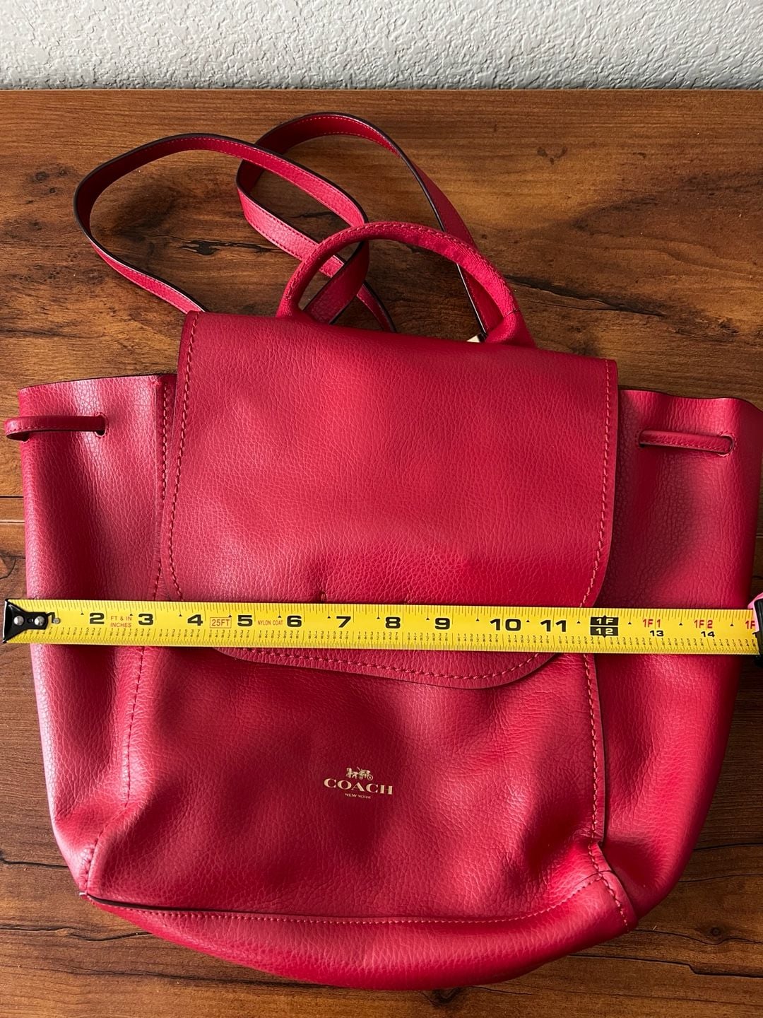 Coach Leather Drawstring Backpack Red 4