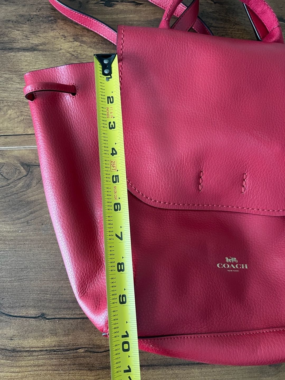 Coach Leather Drawstring Backpack Red 5