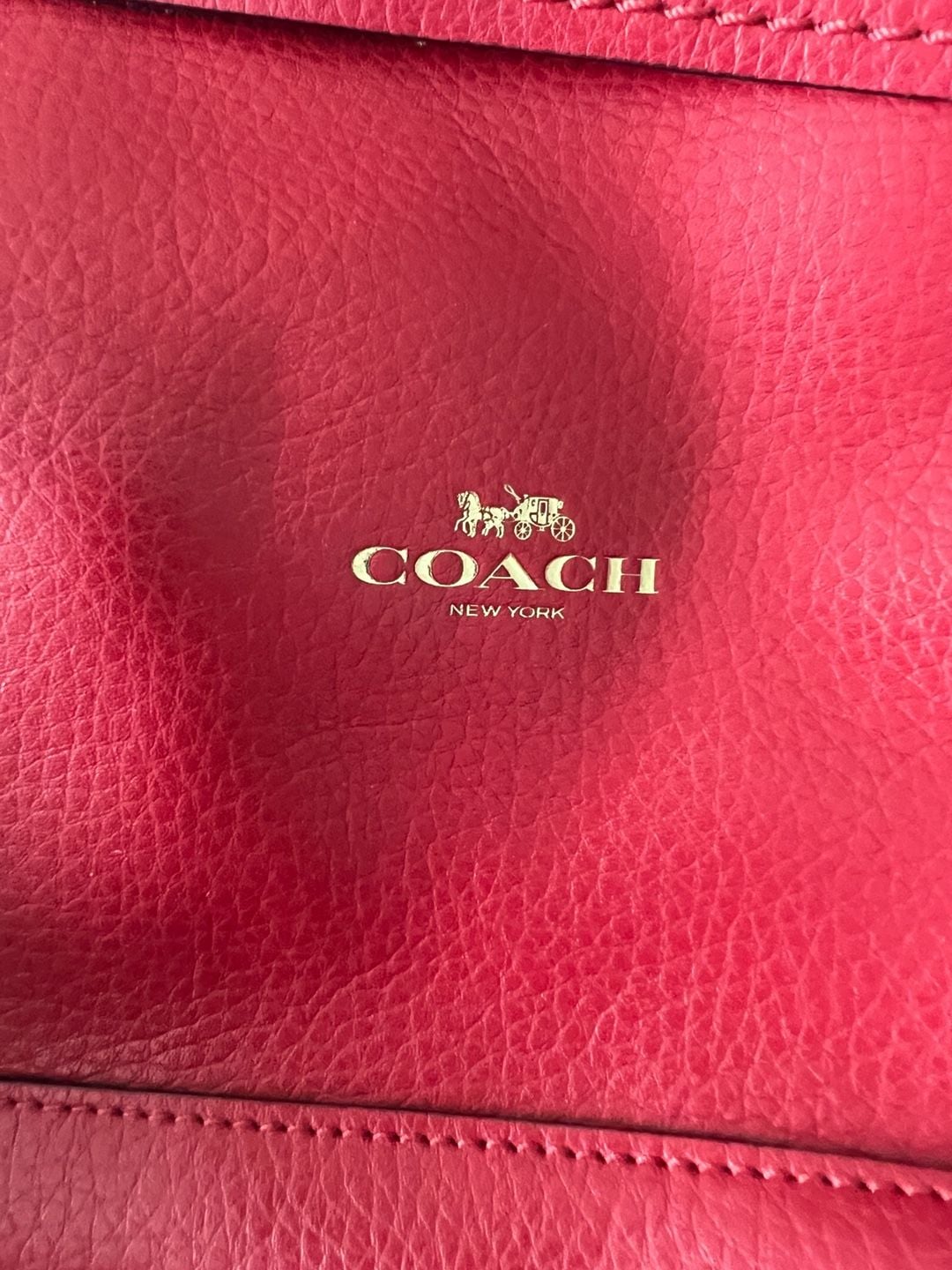 Coach Leather Drawstring Backpack Red 6