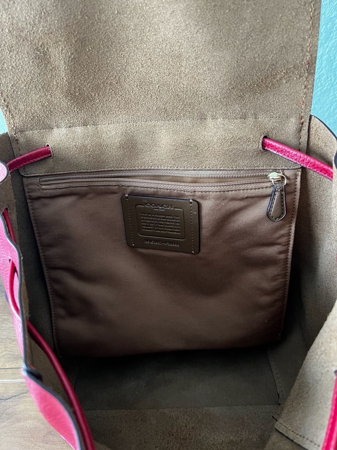 Coach Leather Drawstring Backpack Red 7