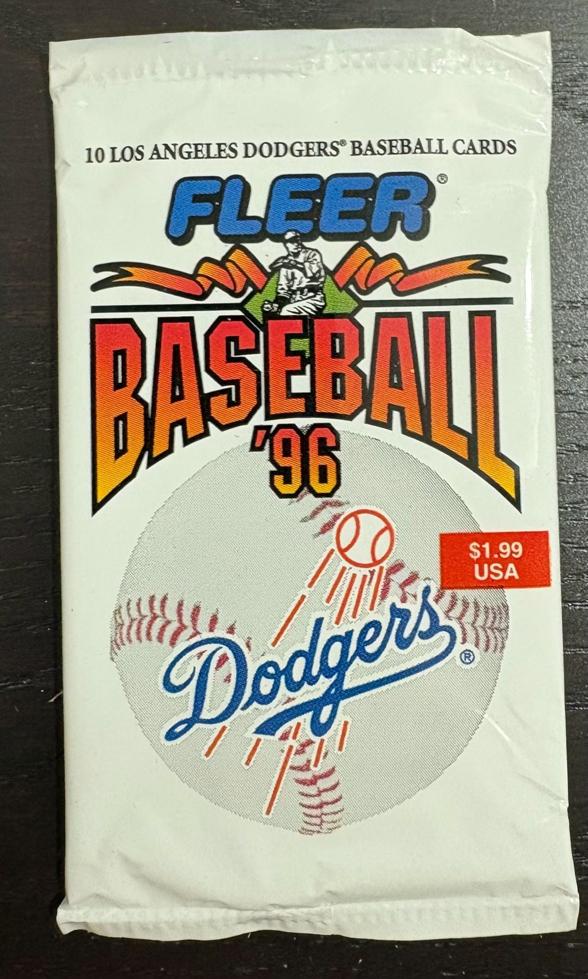 1996 Fleer Baseball Los Angeles Dodgers Sealed Wax Pack 10 Cards 1