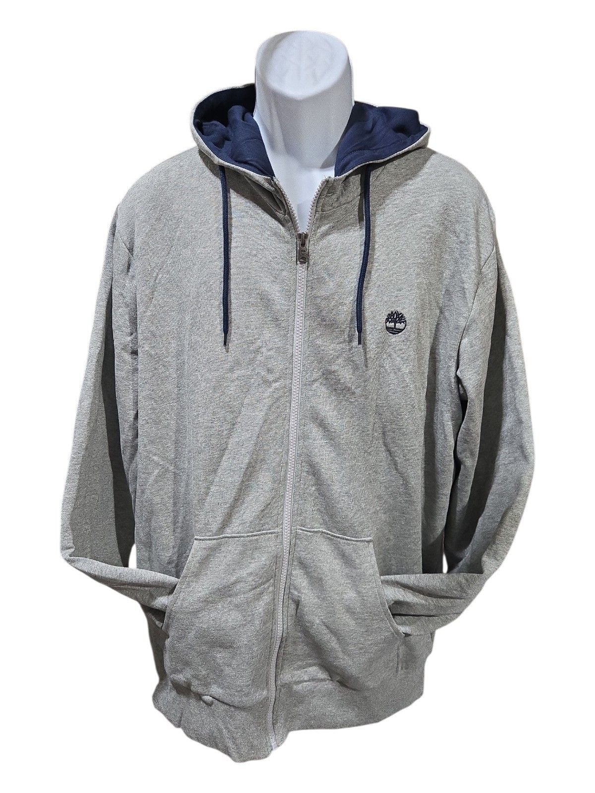 Timberland Full Zip Hoodie Size L Gray Blue Lined Sweatshirt 2