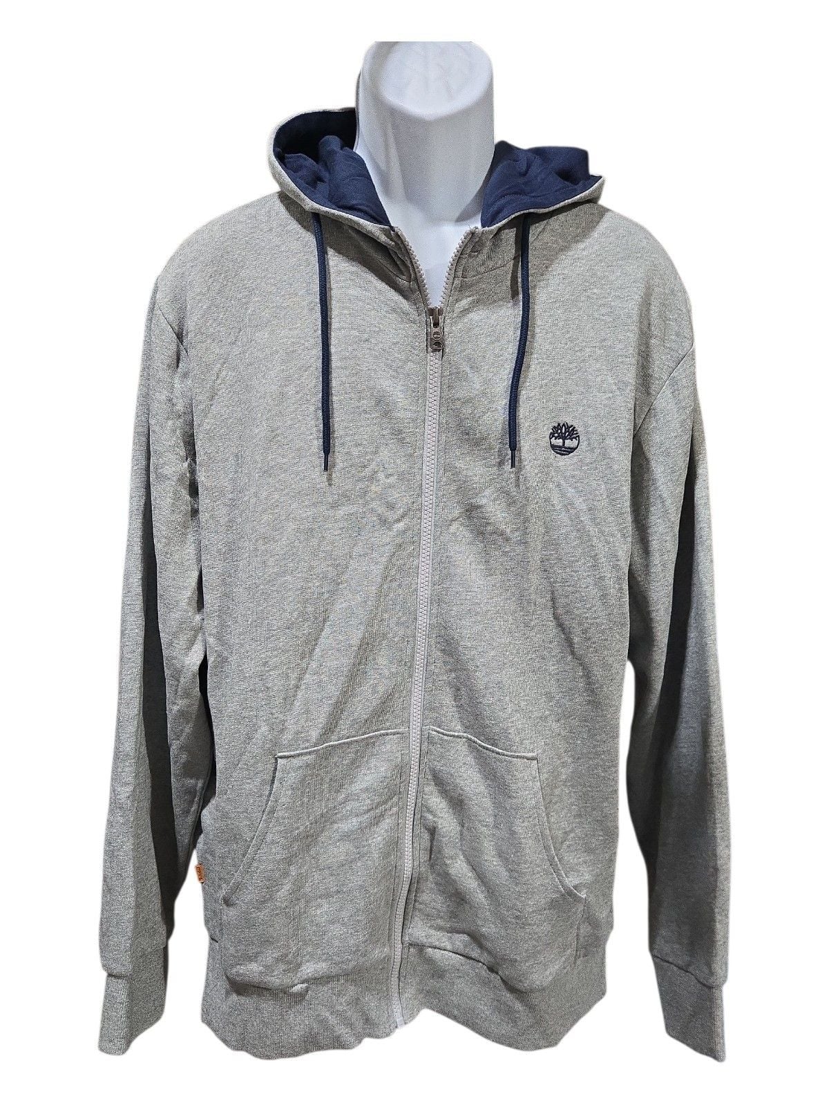 Timberland Full Zip Hoodie Size L Gray Blue Lined Sweatshirt 3