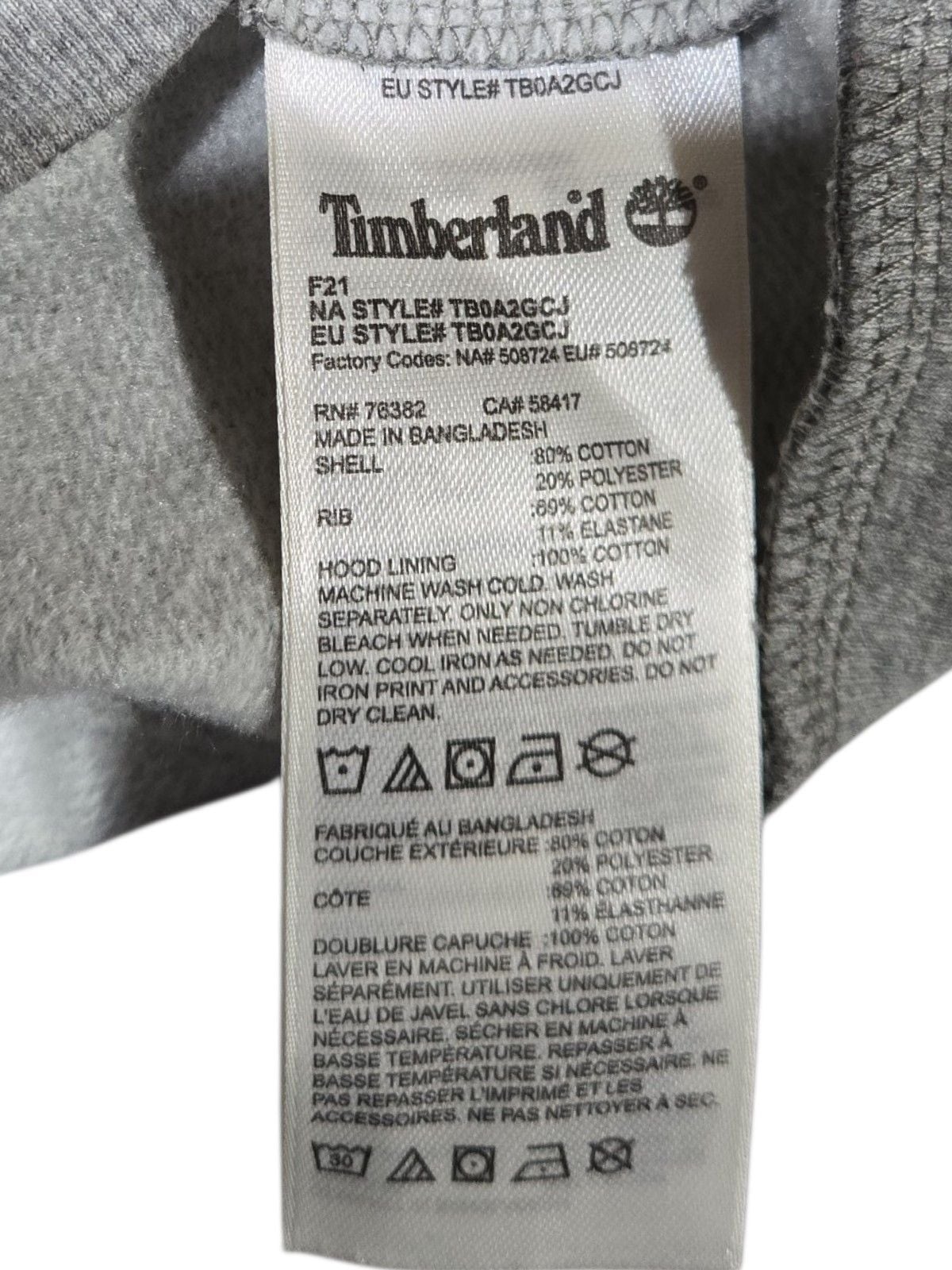 Timberland Full Zip Hoodie Size L Gray Blue Lined Sweatshirt 5