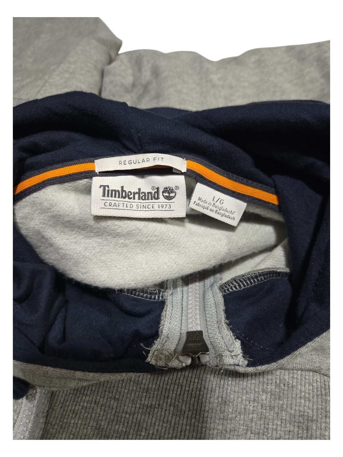 Timberland Full Zip Hoodie Size L Gray Blue Lined Sweatshirt 6
