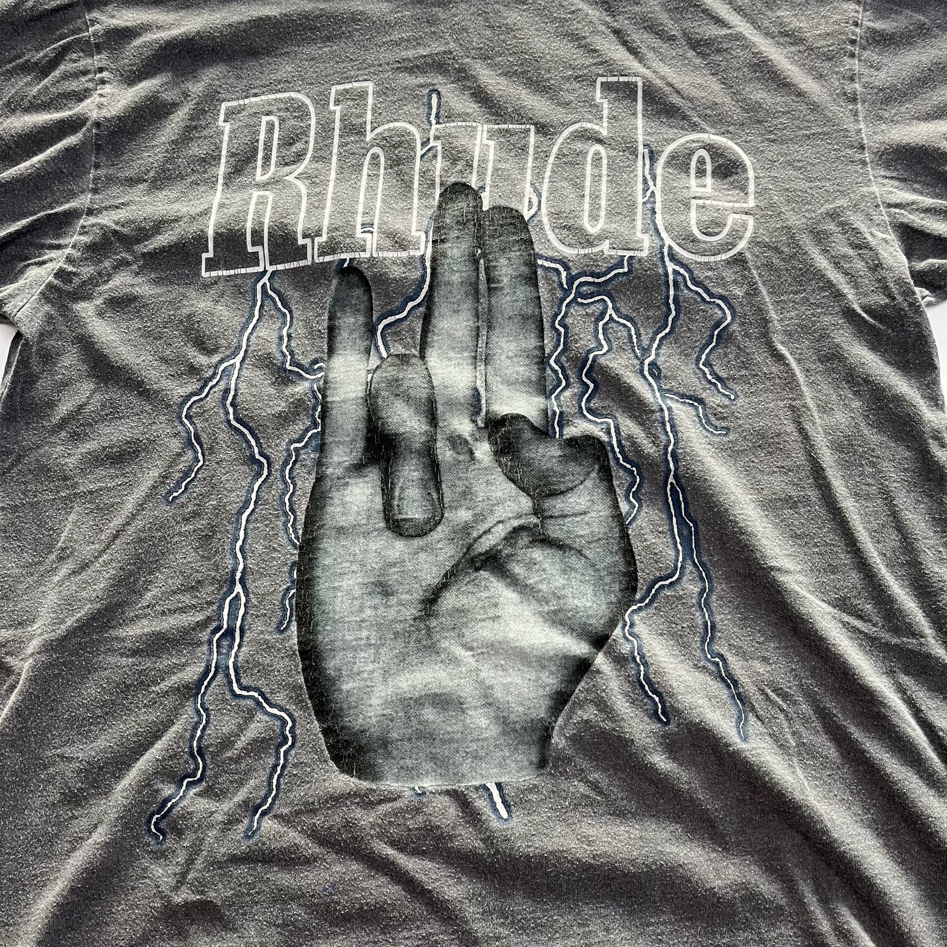 Rhude Shocker T-Shirt Vintage Black Graphic Printed Cotton Oversized 4