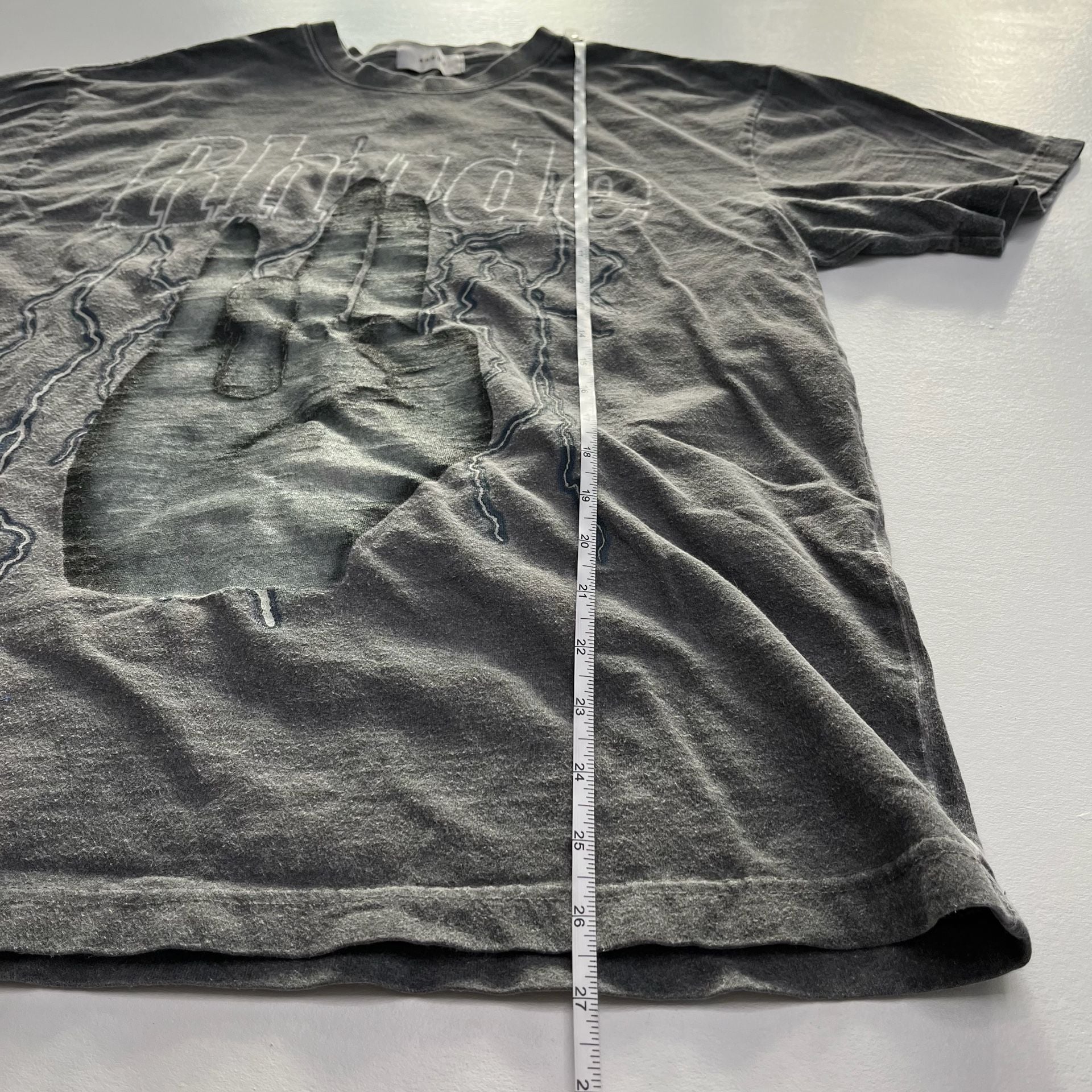 Rhude Shocker T-Shirt Vintage Black Graphic Printed Cotton Oversized 8