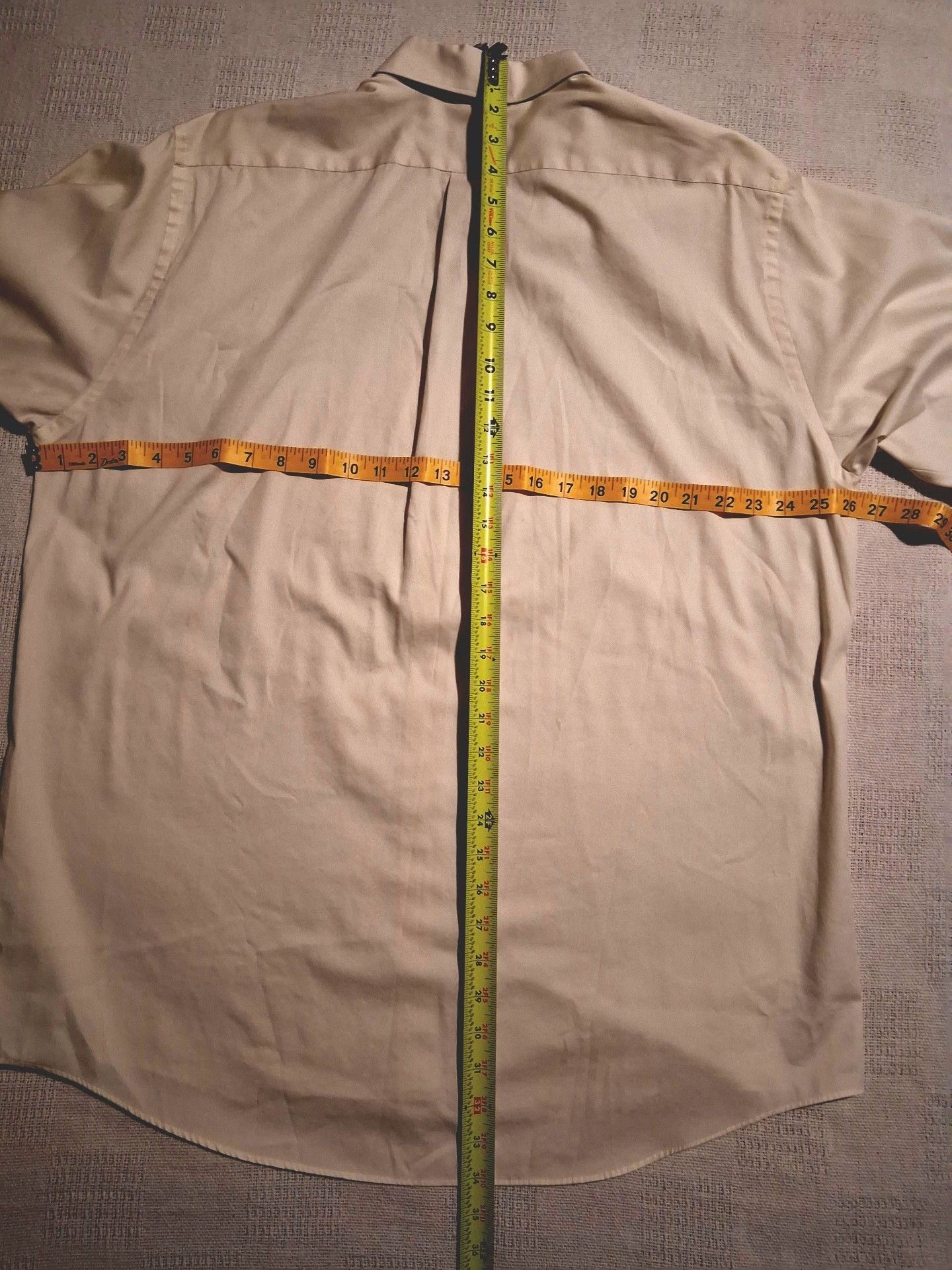 Van Heusen Pinpoint Oxford Shirt Size 17 34/35 Tan Long Sleeve Wrinkle Free 6