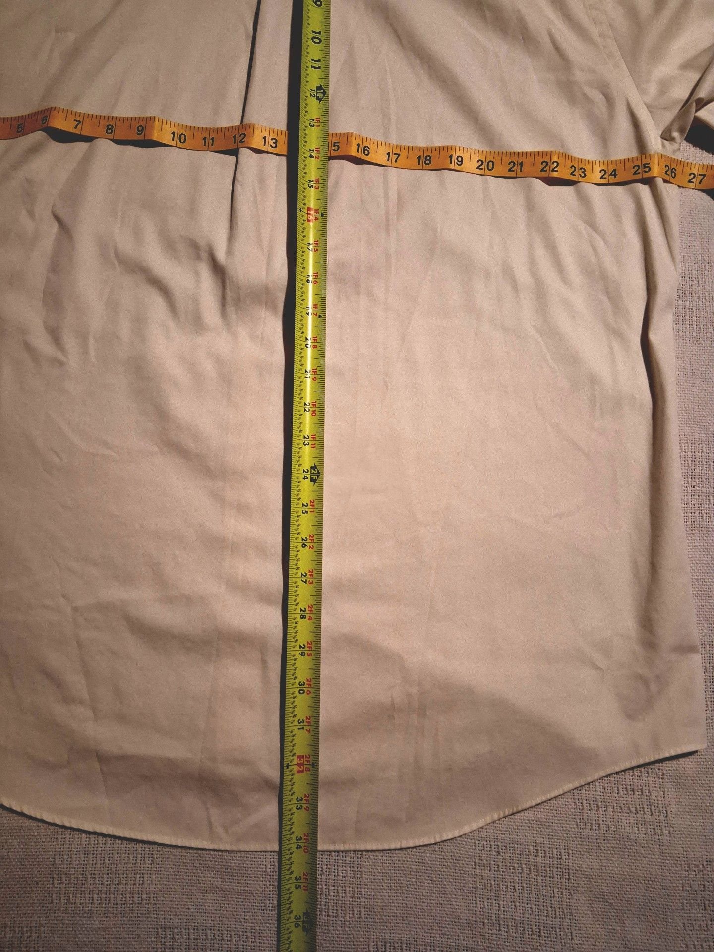 Van Heusen Pinpoint Oxford Shirt Size 17 34/35 Tan Long Sleeve Wrinkle Free 7