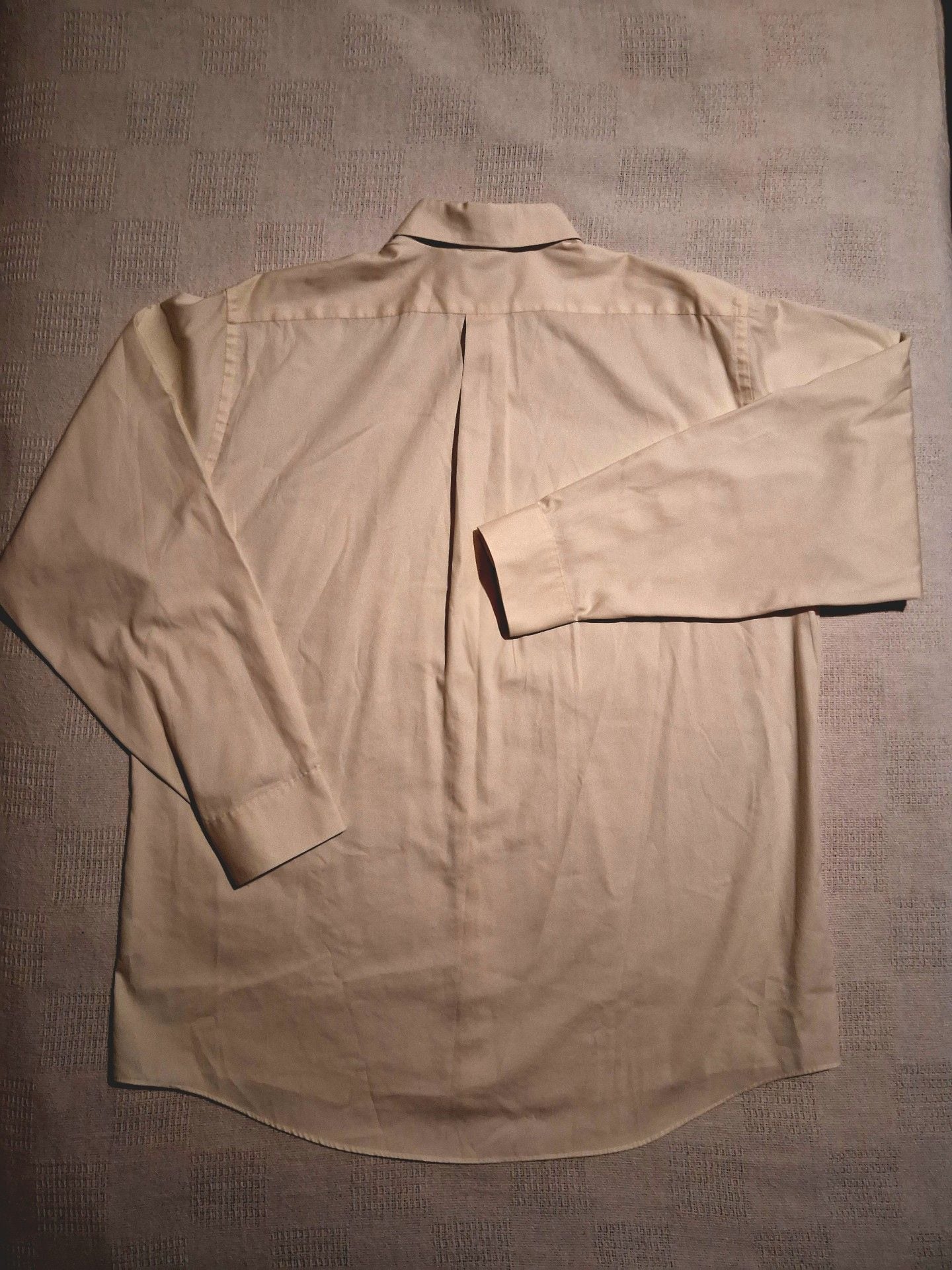 Van Heusen Pinpoint Oxford Shirt Size 17 34/35 Tan Long Sleeve Wrinkle Free 8