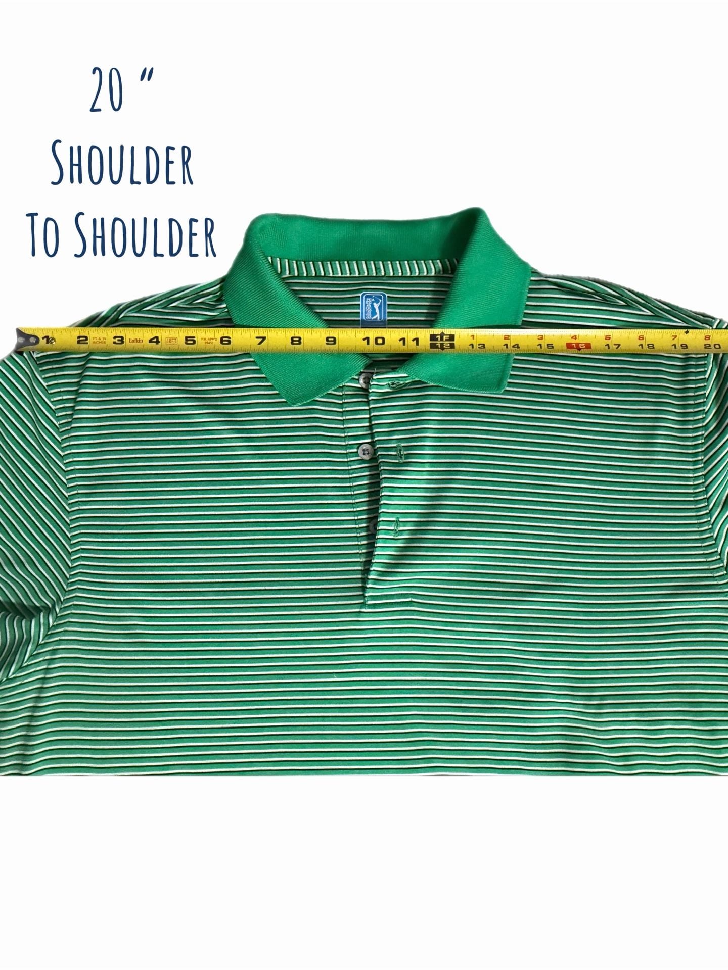 PGA Tour Polo Shirt Size L Green White Striped Golf Top 7