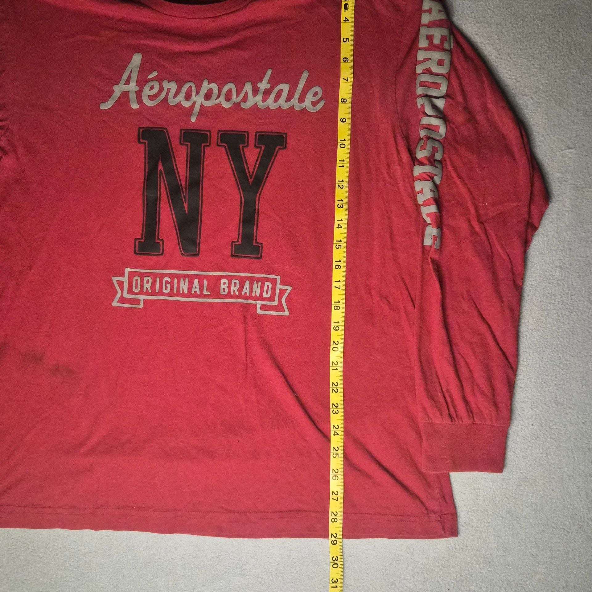 Aeropostale Long Sleeve graphic T-Shirt Size XL Red NY Original Brand 8