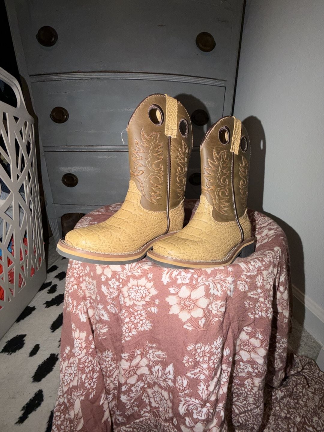 Cody James Gator Print Western Boots Size 10 Tan Brown Square Toe 3