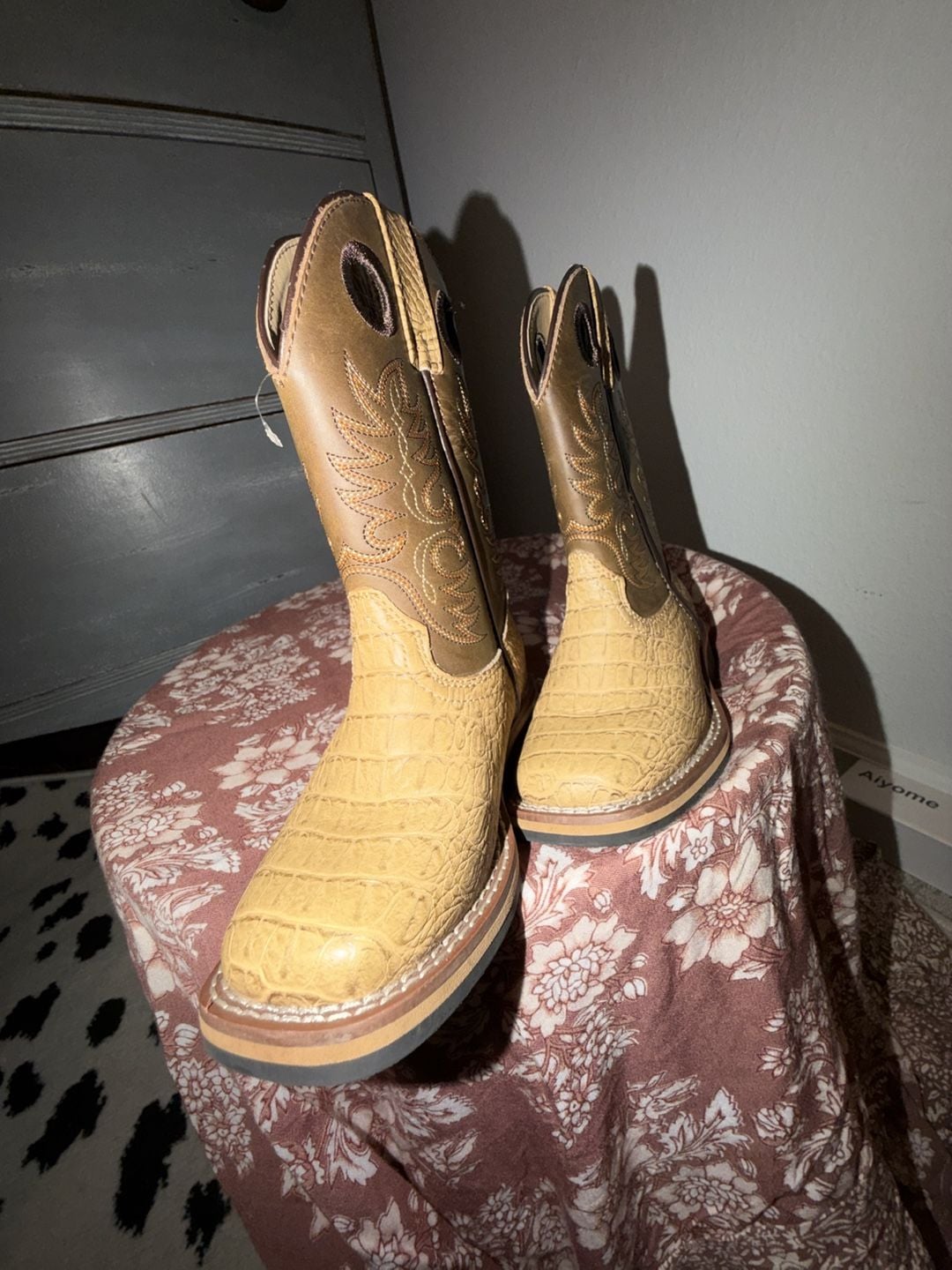 Cody James Gator Print Western Boots Size 10 Tan Brown Square Toe 4