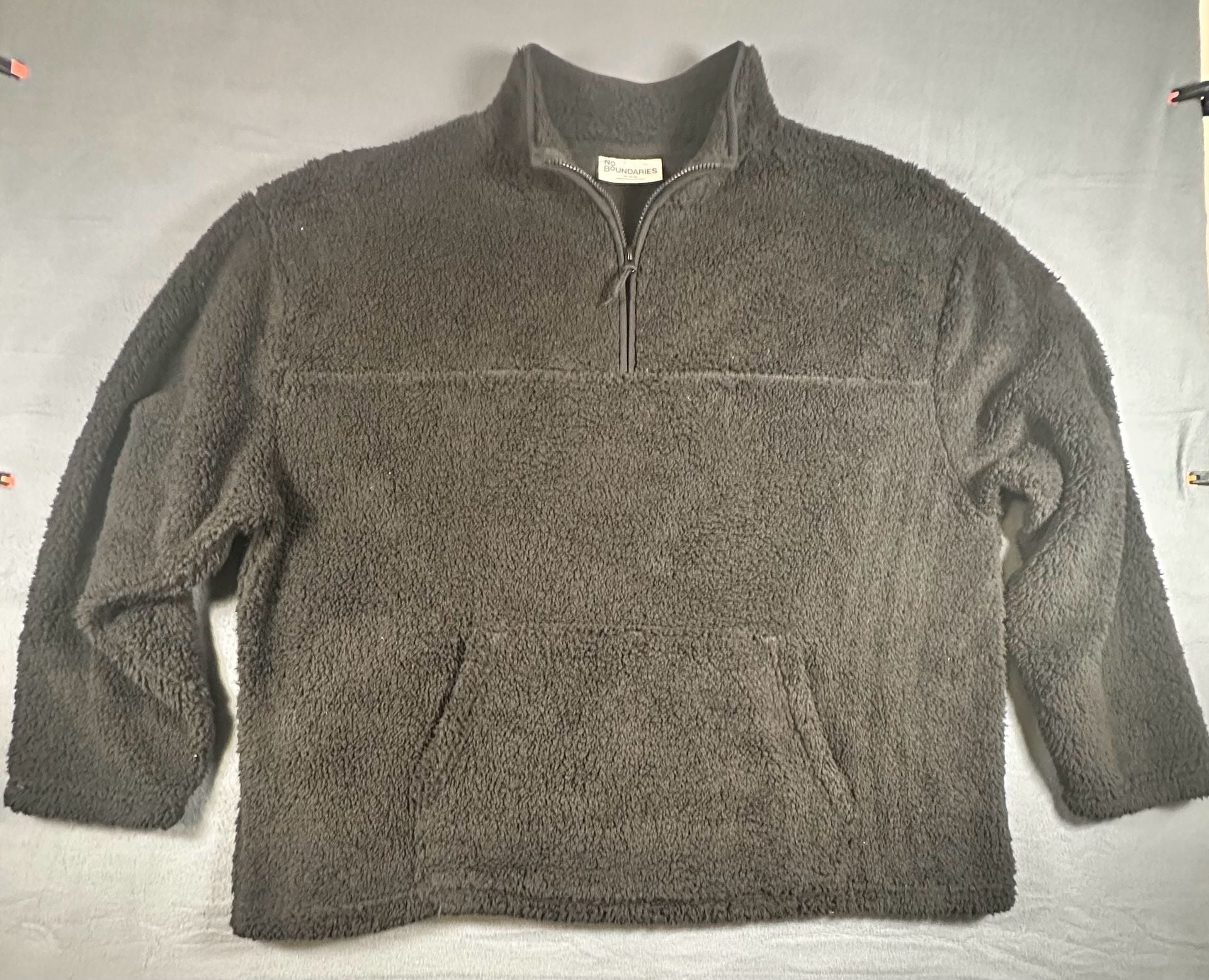 No Boundaries Sherpa Pullover Size 3XL Brown Fleece 1/4 Zip Sweatshirt 2