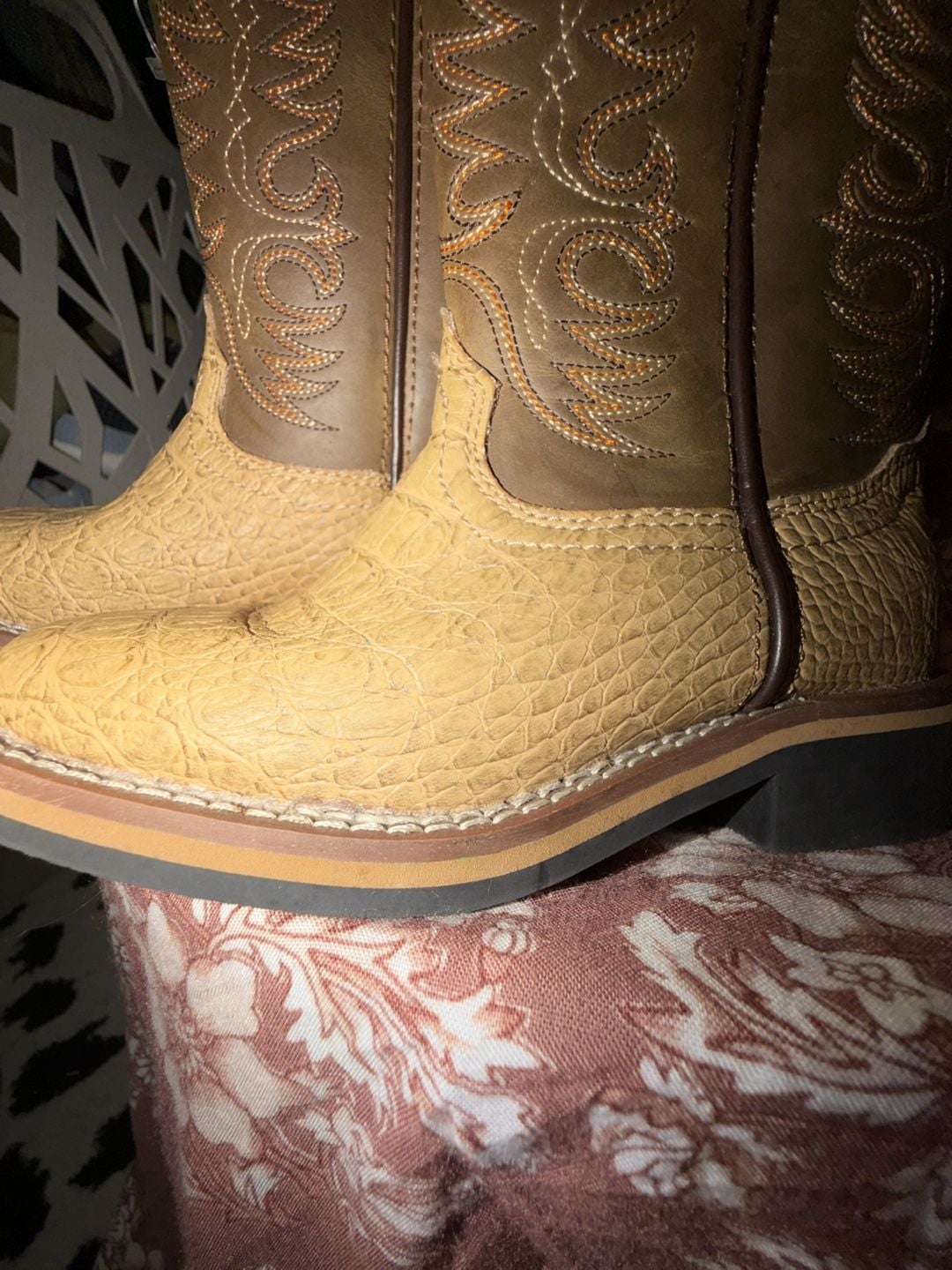 Cody James Gator Print Western Boots Size 10 Tan Brown Square Toe 7