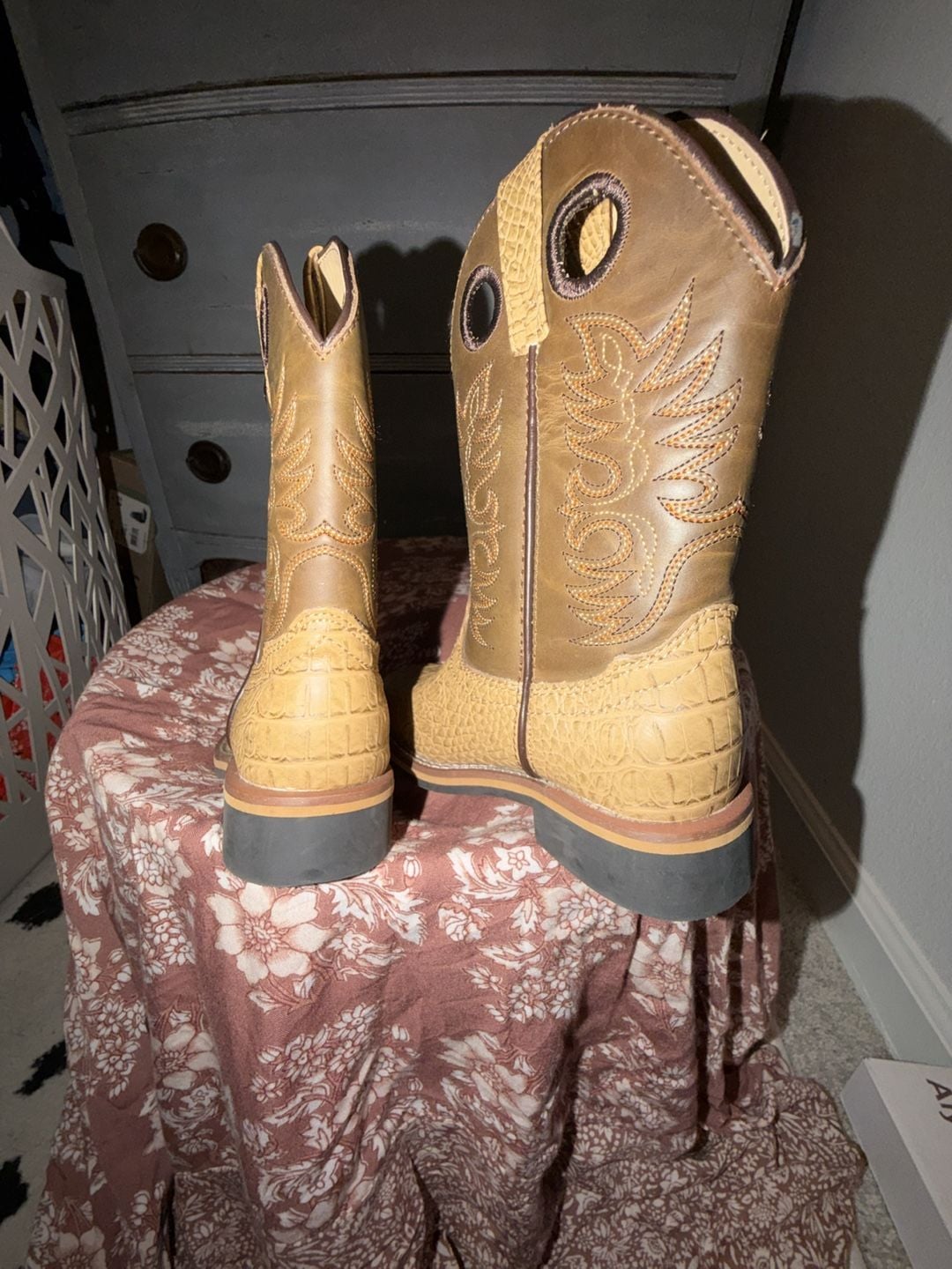 Cody James Gator Print Western Boots Size 10 Tan Brown Square Toe 9