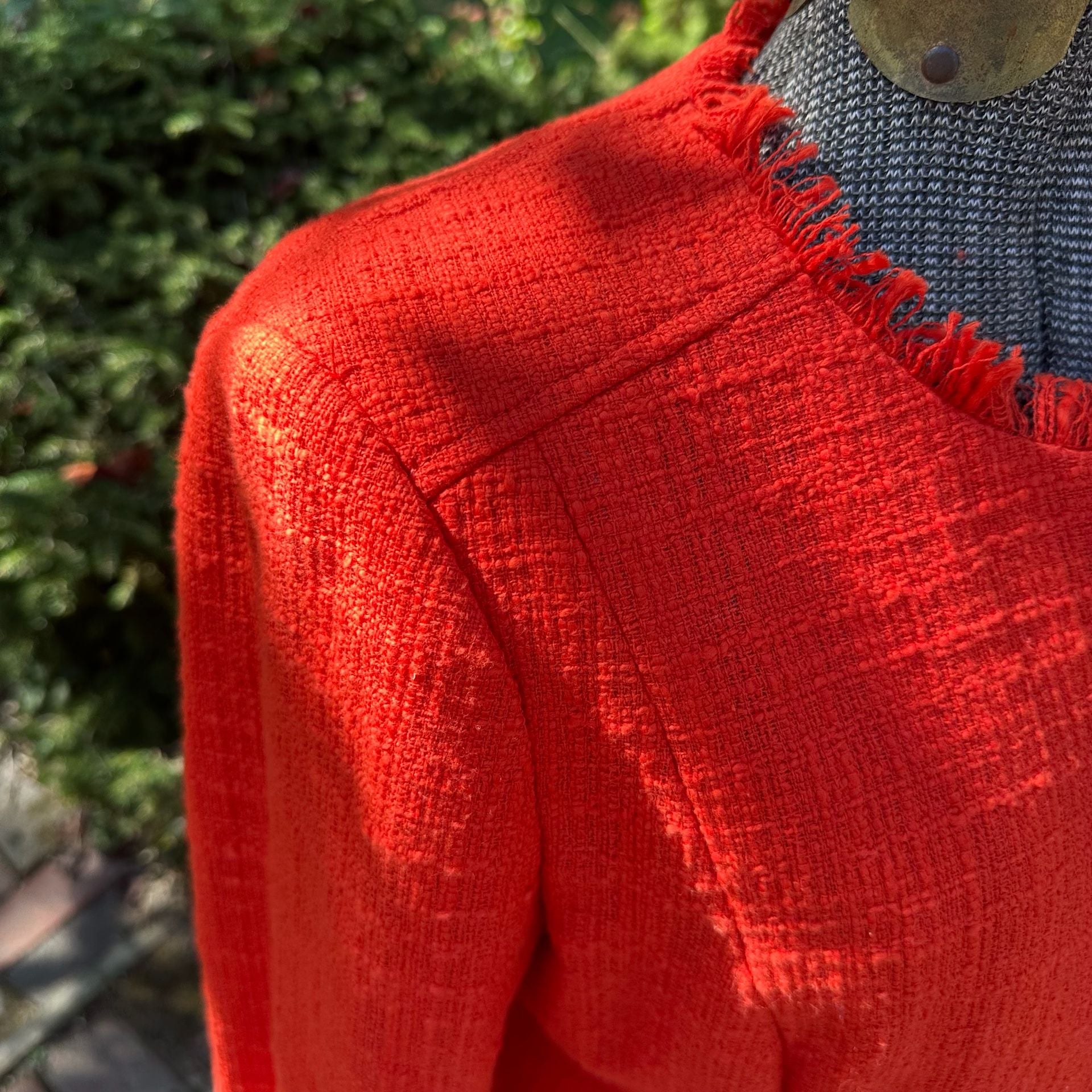 J.Crew Tweed Moto Jacket Size 6 Red Asymmetrical Zip 5