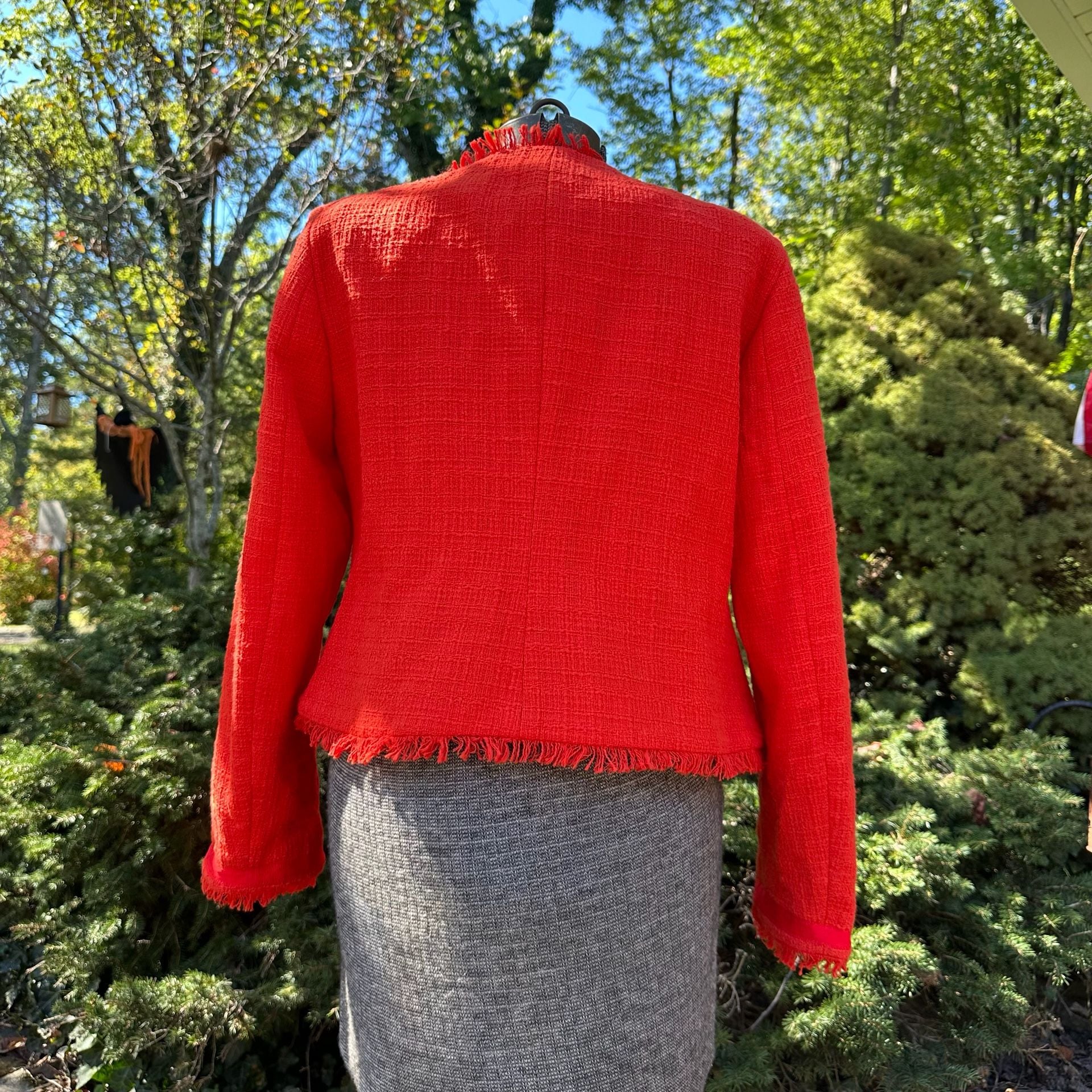 J.Crew Tweed Moto Jacket Size 6 Red Asymmetrical Zip 11