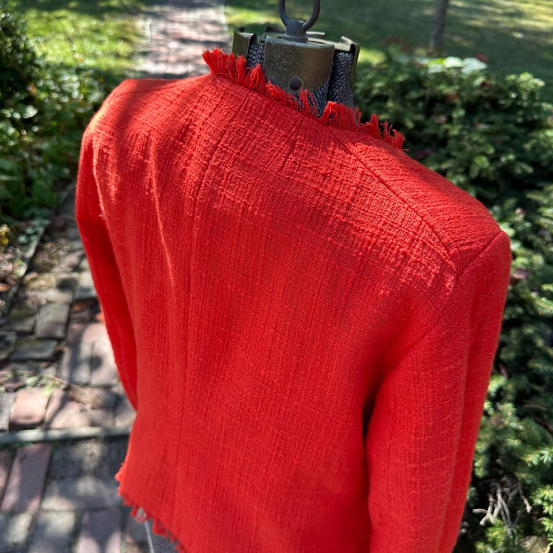 J.Crew Tweed Moto Jacket Size 6 Red Asymmetrical Zip 12