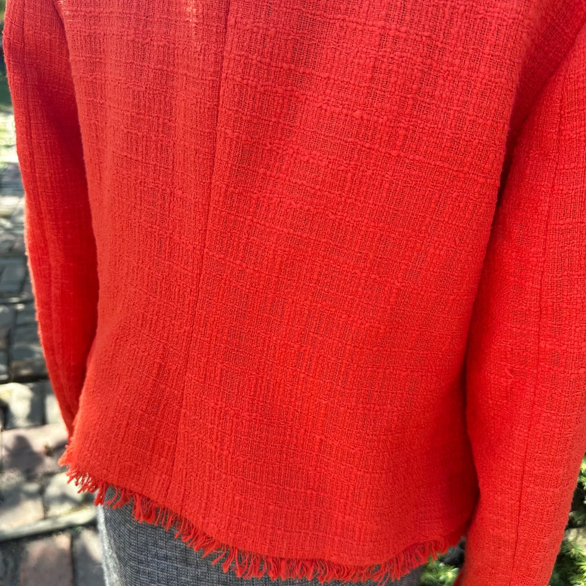 J.Crew Tweed Moto Jacket Size 6 Red Asymmetrical Zip 13