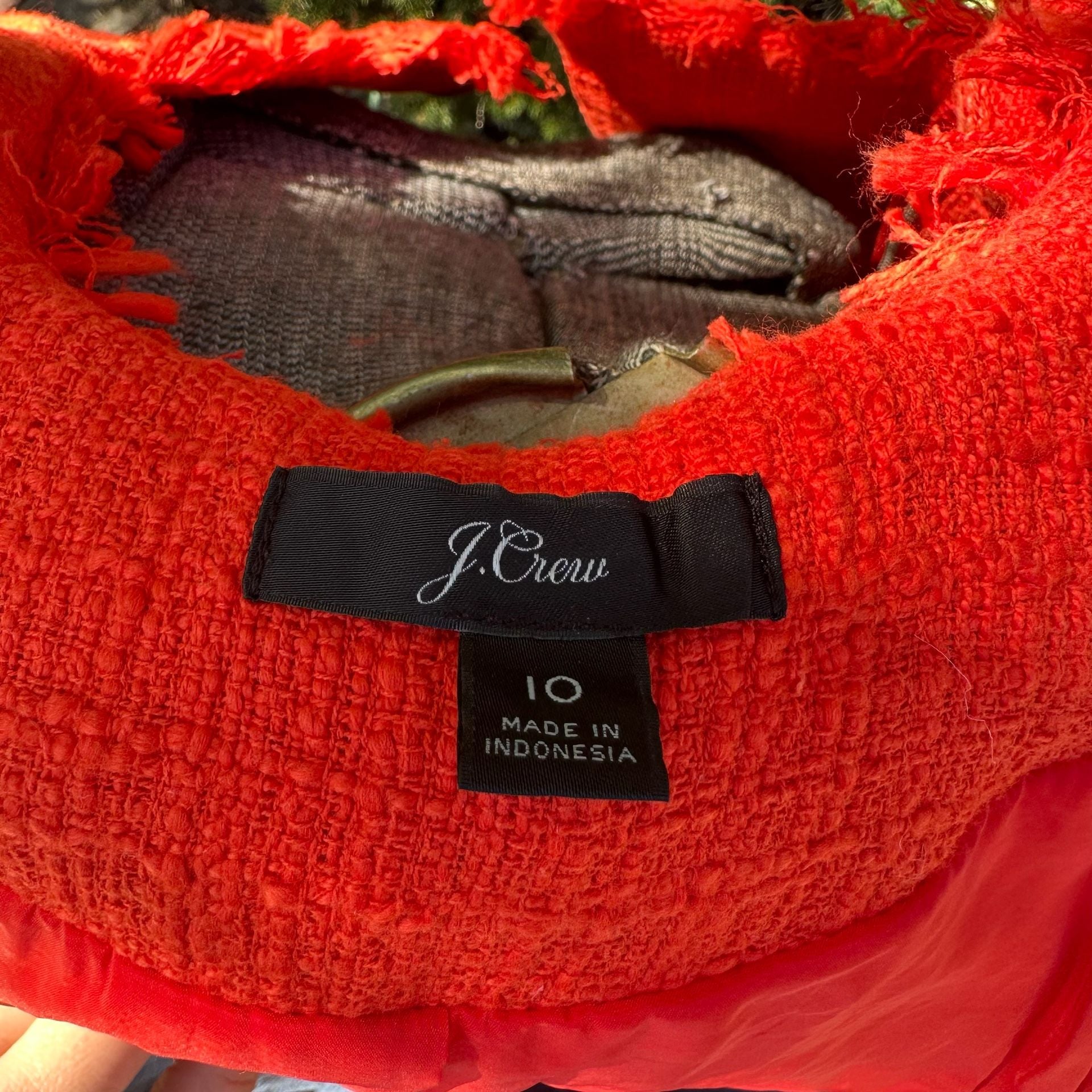 J.Crew Tweed Moto Jacket Size 6 Red Asymmetrical Zip 4