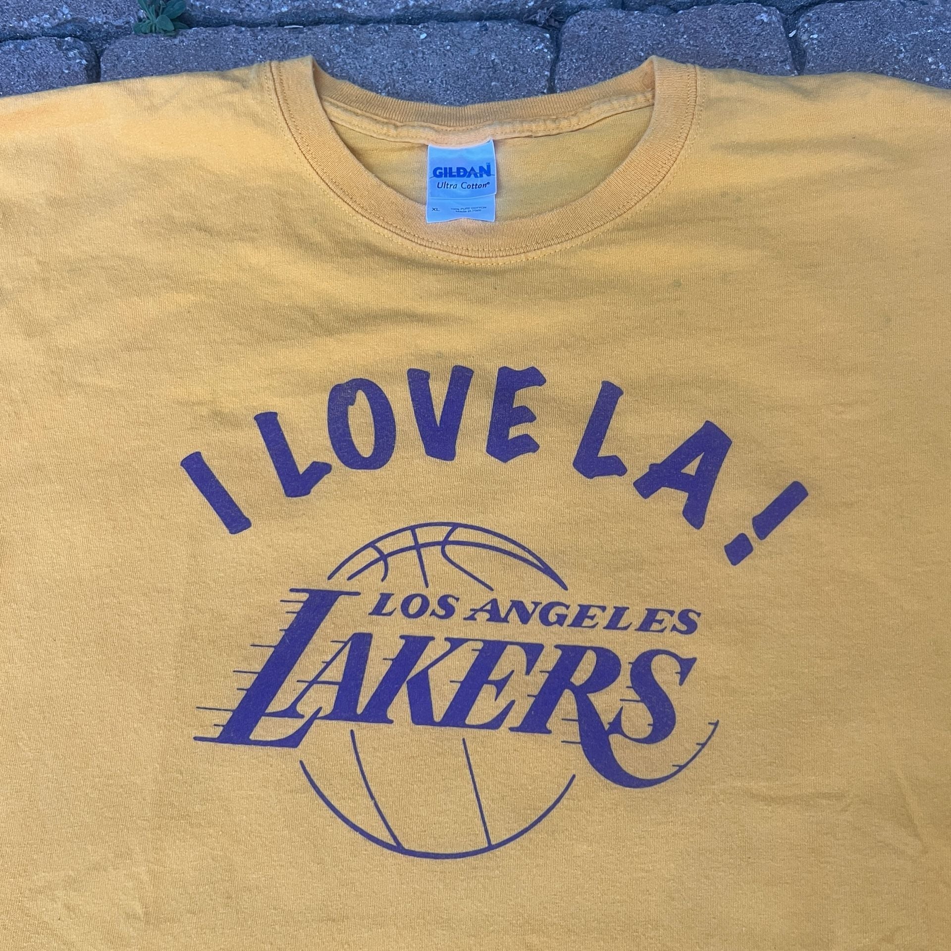 Vintage Gildan Los Angeles Lakers I Love LA T-Shirt Size XL Gold Y2K 2000 5
