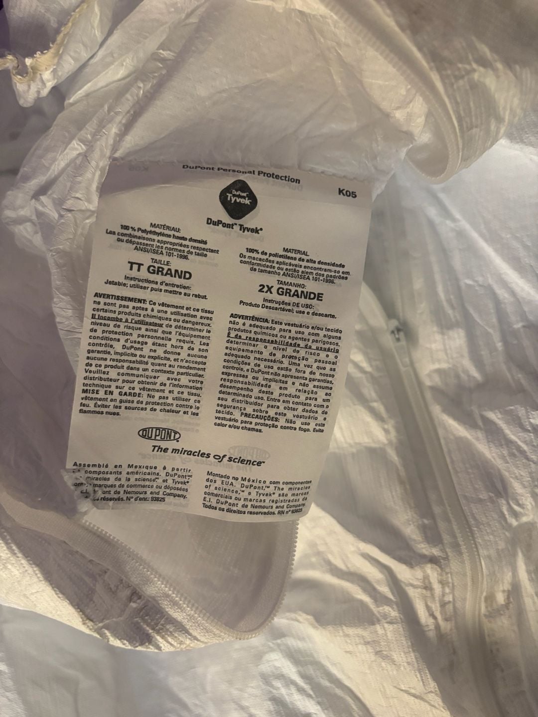 Dupont Tyvek Coverall Size 2X Large White Protective Apparel 6