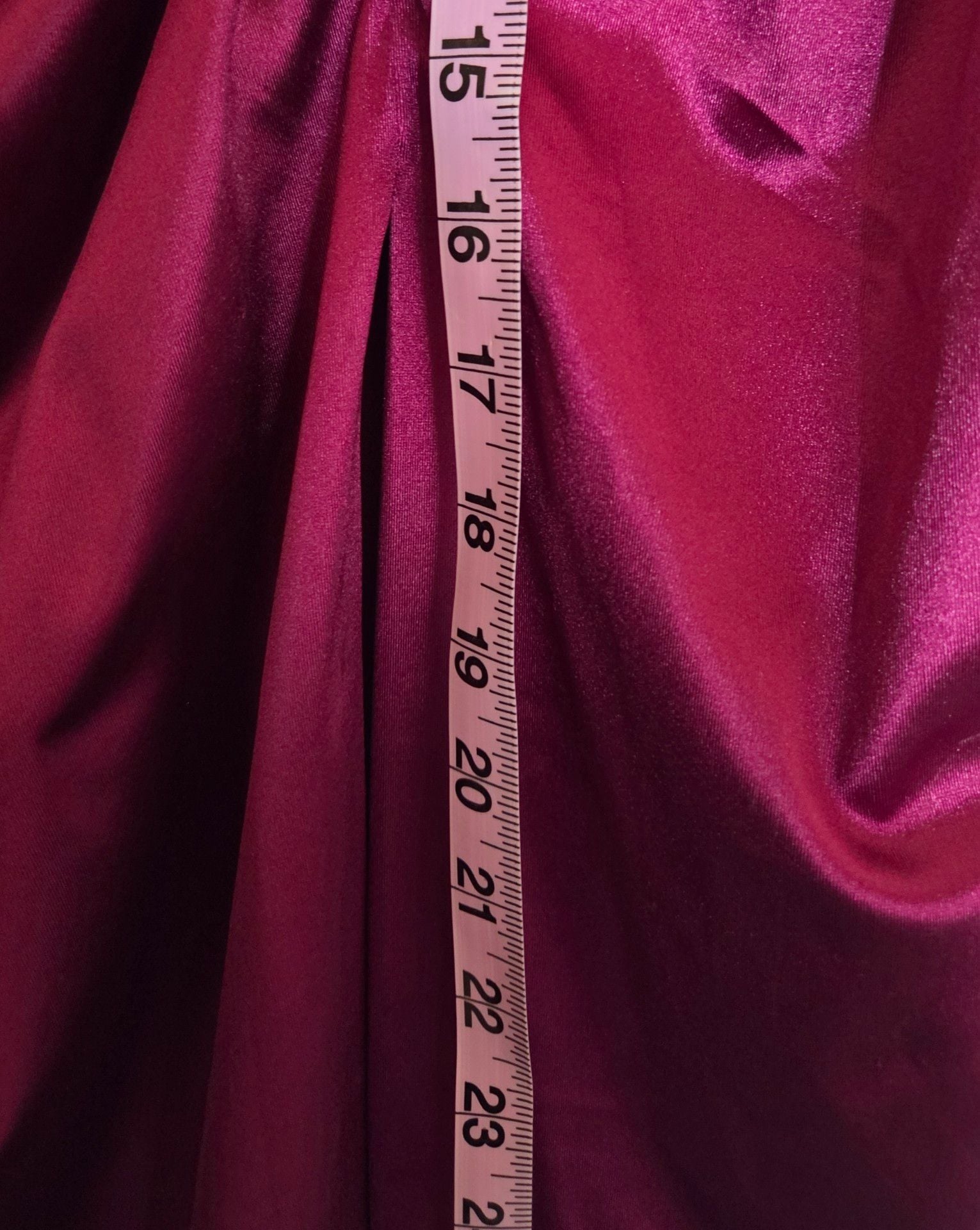 Express Ruched Midi Strapless Dress Size L Magenta Satin 8