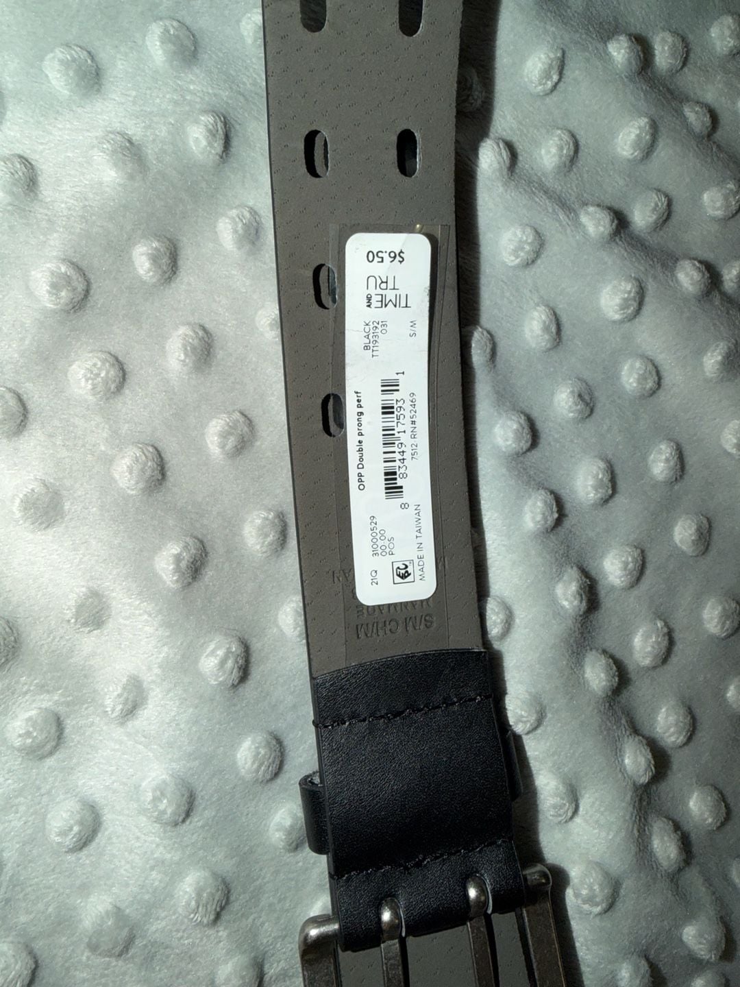 Time and Tru Double Prong Perf Belt Size S/M Black 2