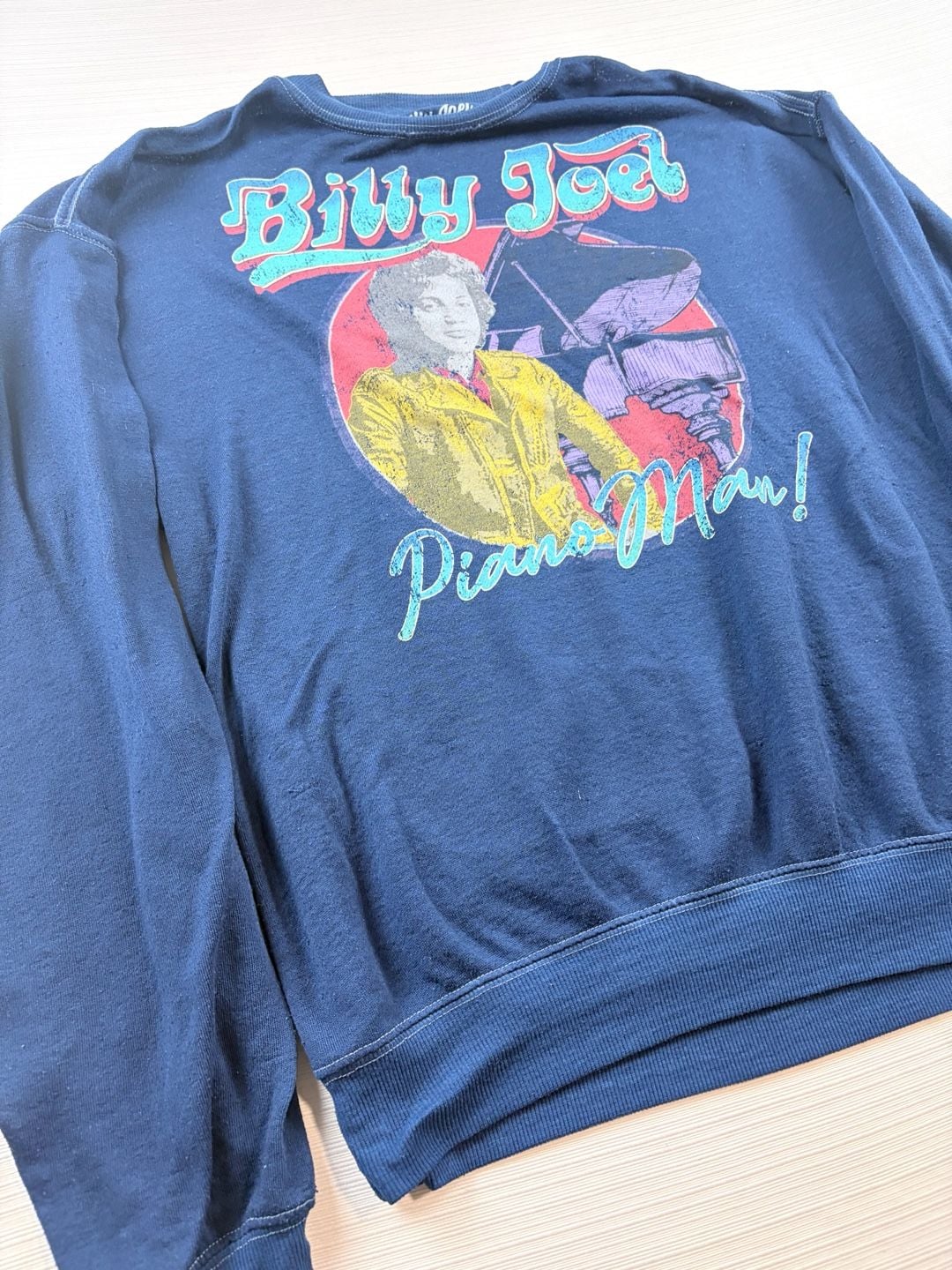 Billy Joel Piano Man Graphic Sweatshirt Size S Blue Cotton Blend 3
