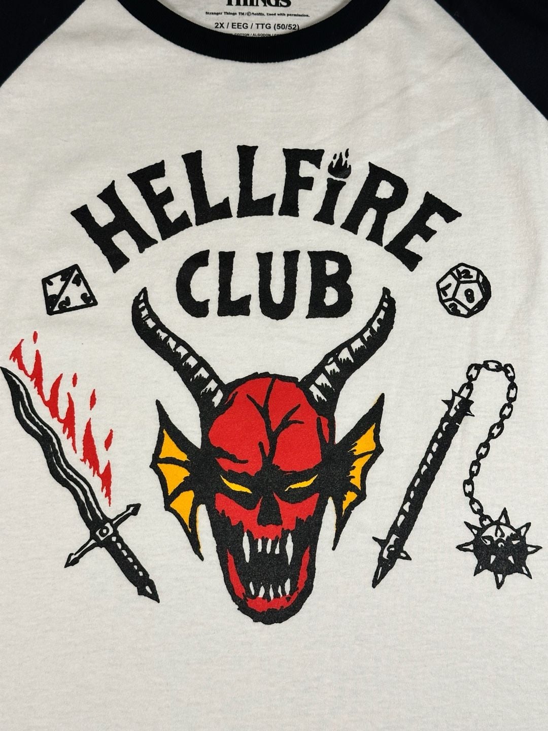 Stranger Things Hellfire Club Raglan Shirt Size 2X Black White 4