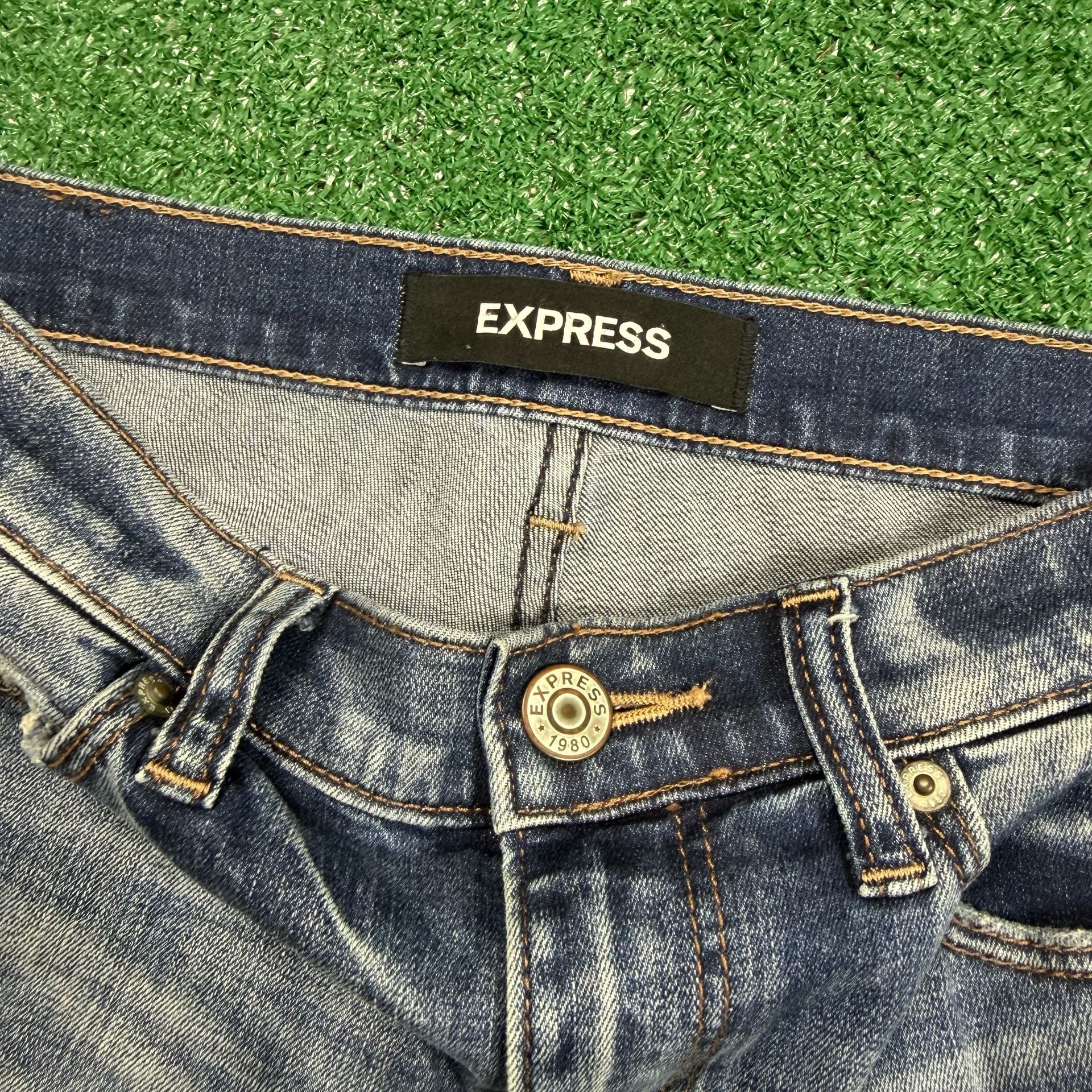 Express Distressed Slim Jeans Size 28x27 Blue Denim 5