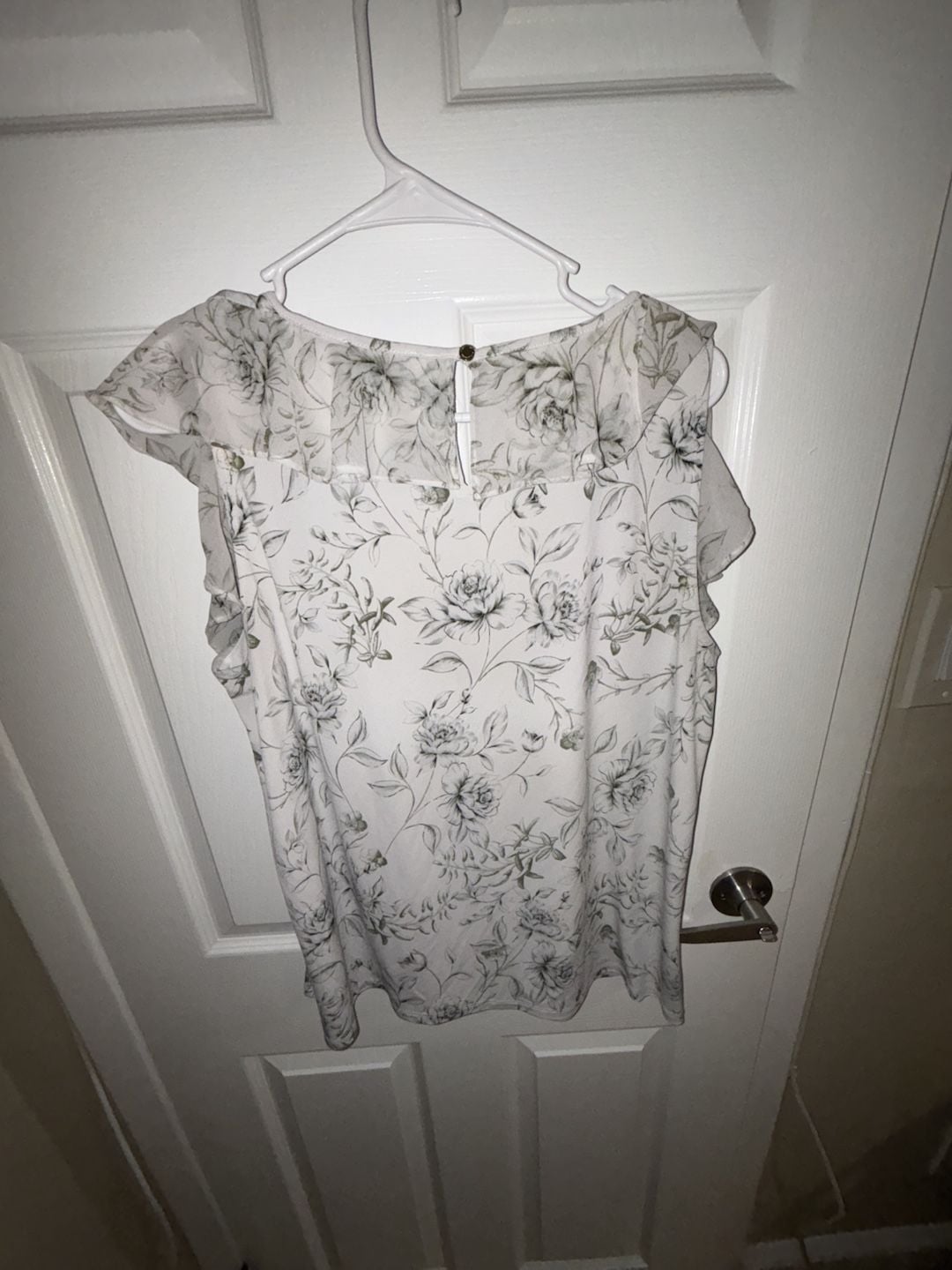 Calvin Klein Blouse Size L White Floral Top 4