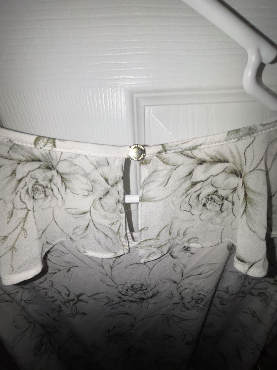 Calvin Klein Blouse Size L White Floral Top 5