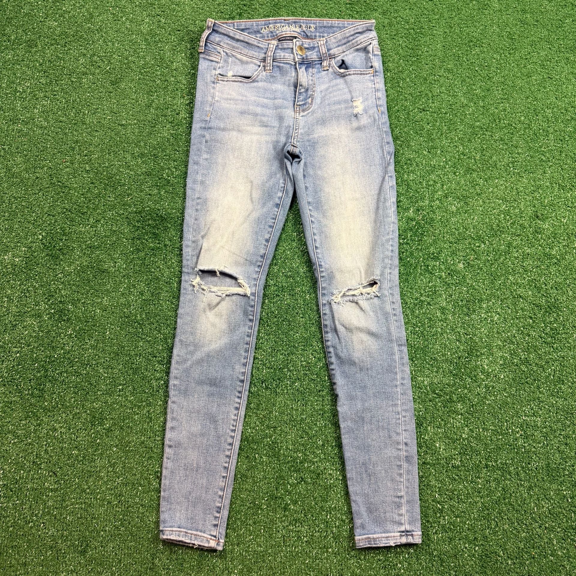 American Eagle Super Stretch X Skinny Jeans Size 4 Regular Light Wash 2