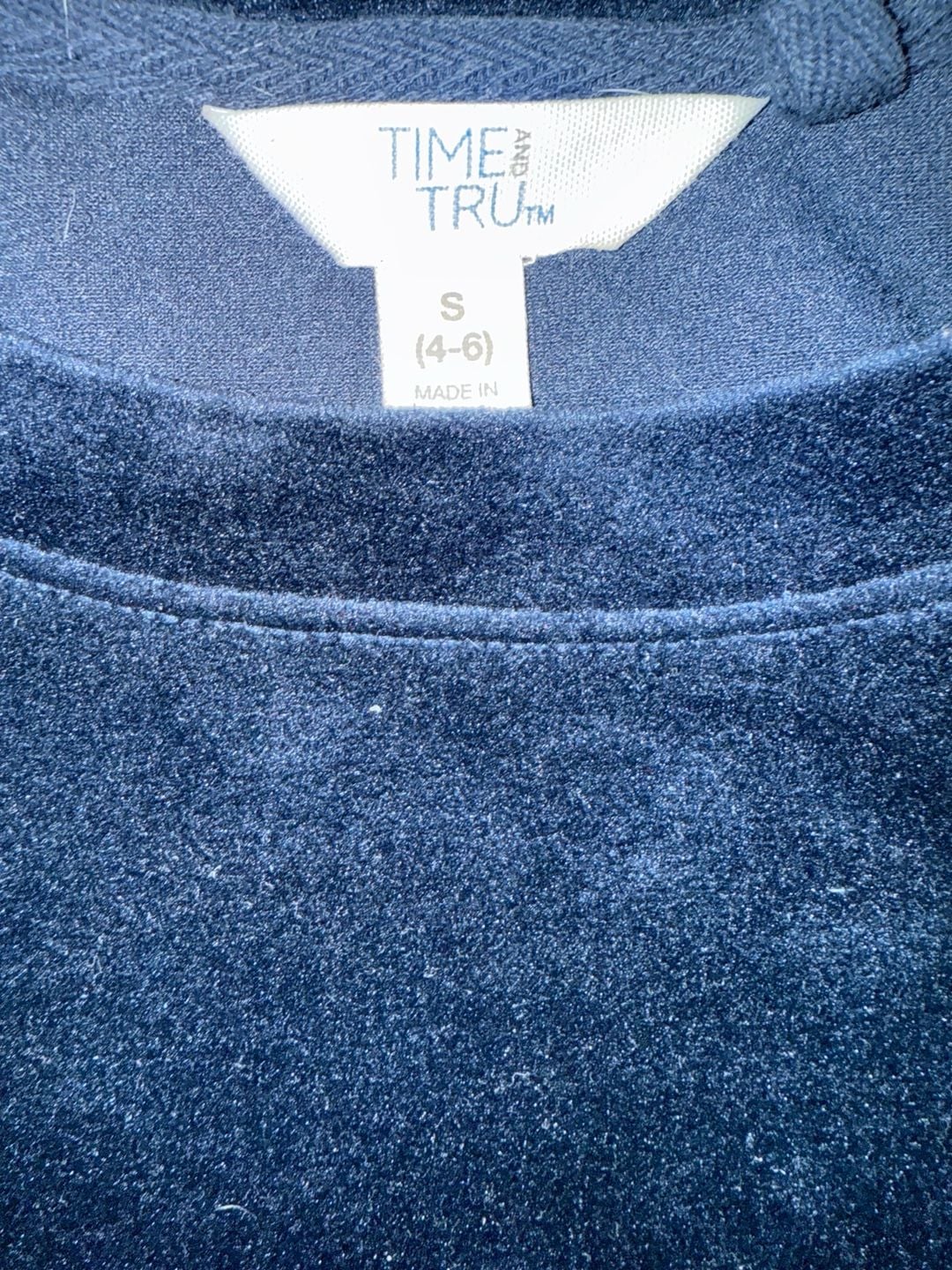 Time and Tru Velour Sweatshirt Size S (4-6) Blue Long Sleeve 3