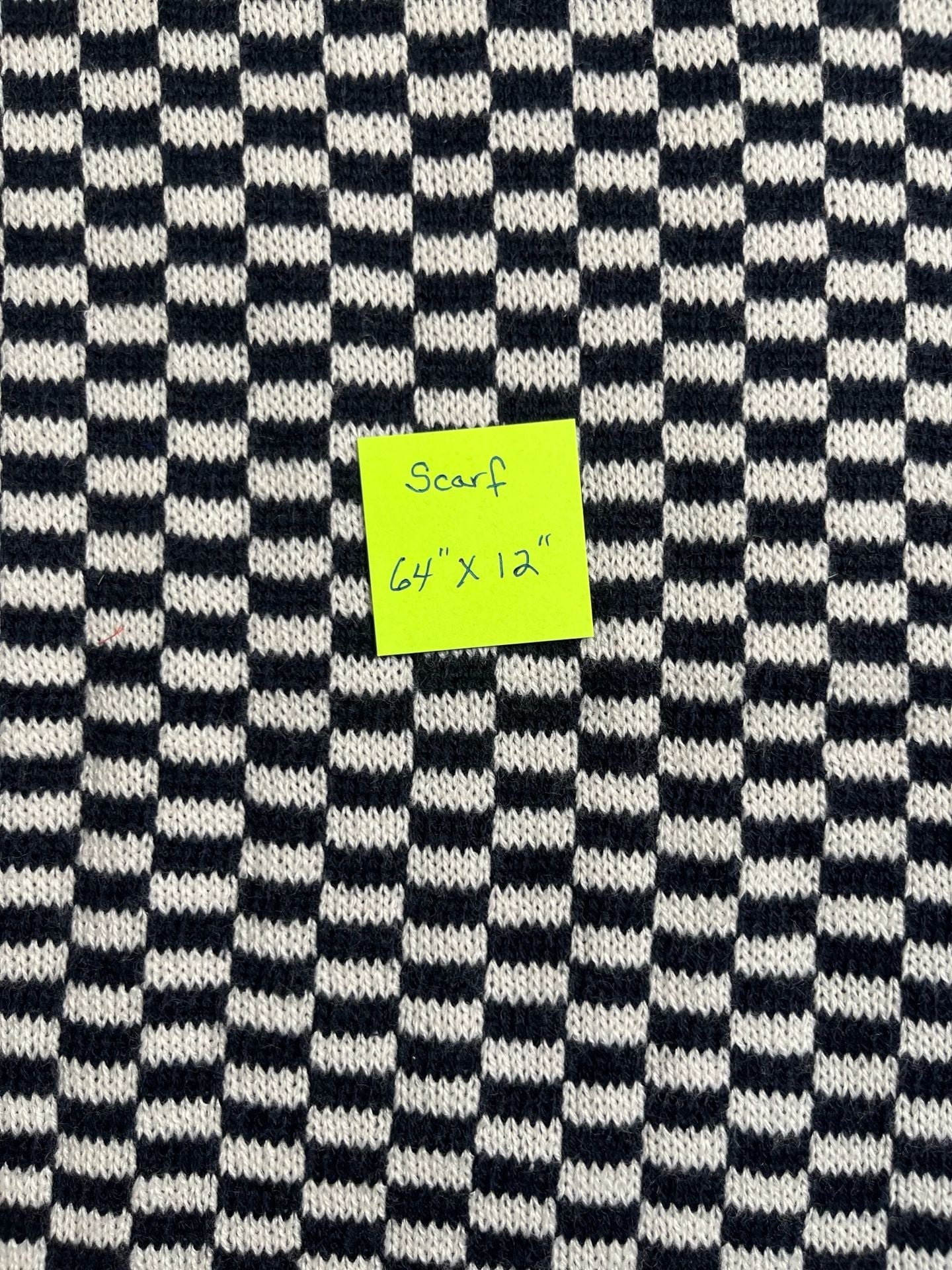 Checkered Scarf Black White Red Knit 2