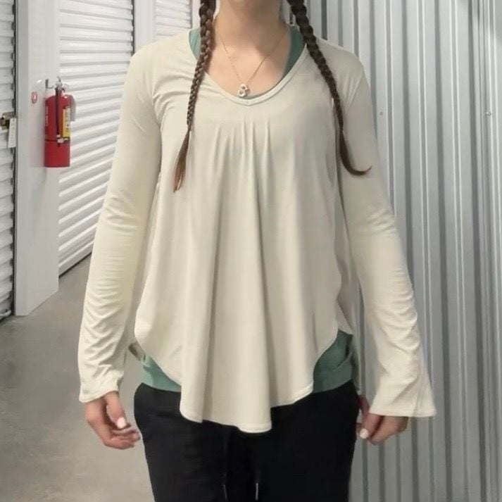 Lululemon Back in Action V-Neck Long Sleeve Shirt White 4
