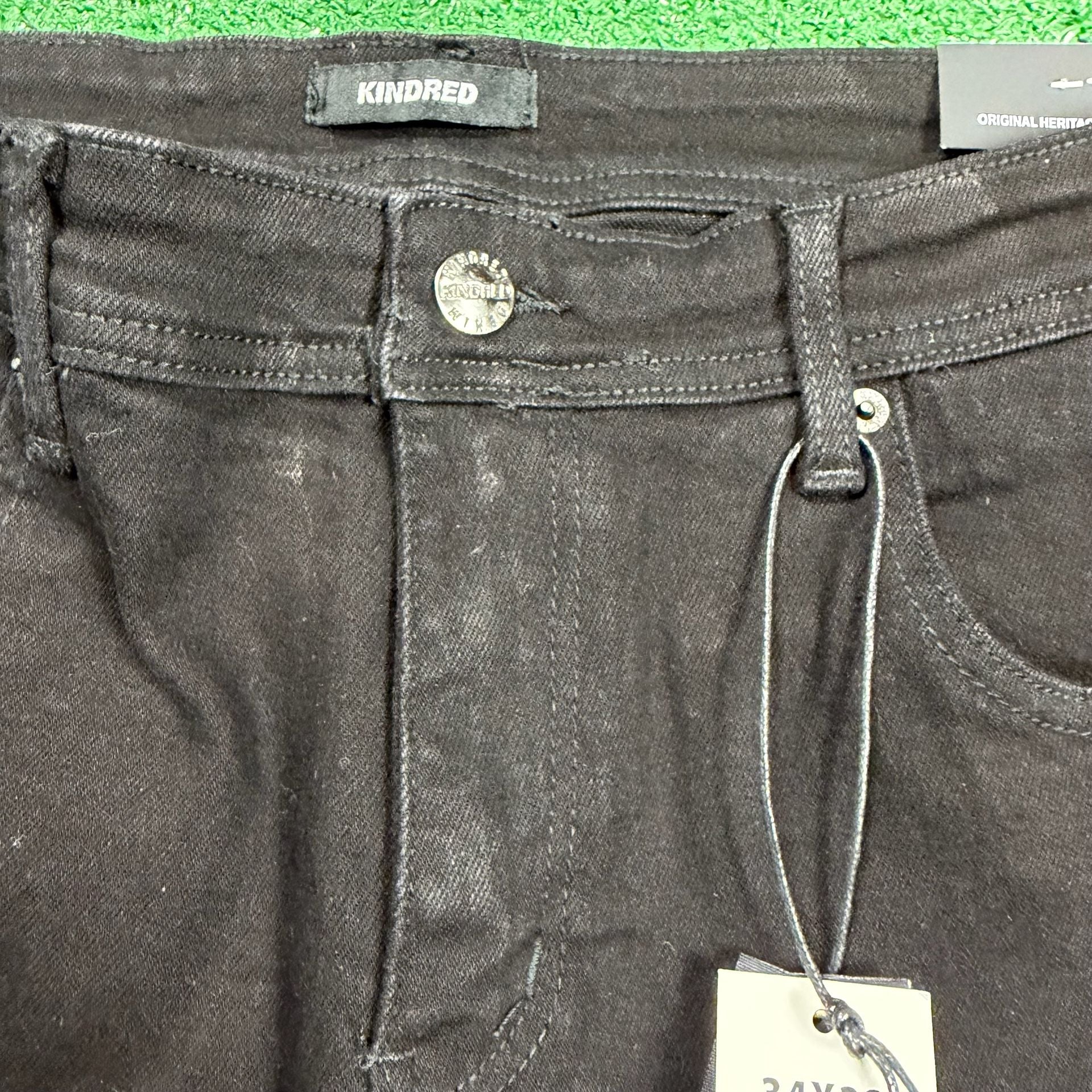 Kindred Rhinestone Dove Black Slim Jeans 34x32 New With Tags 5