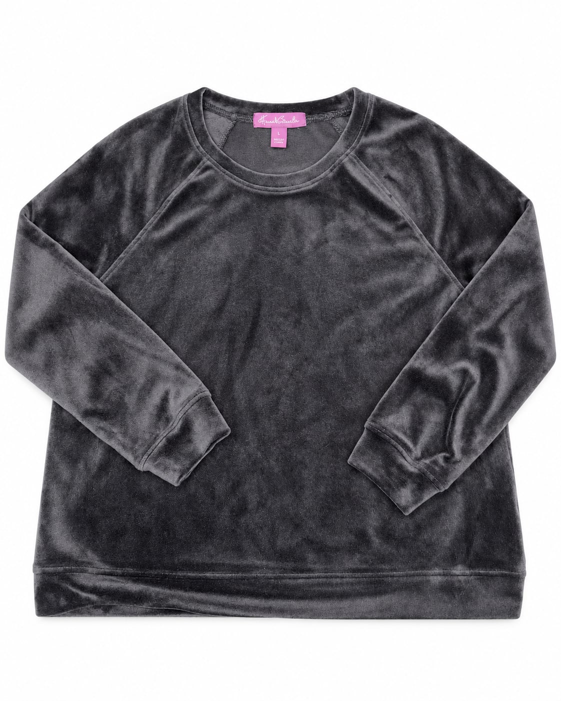 Gloria Vanderbilt Velour Sweatshirt Size L Gray 2