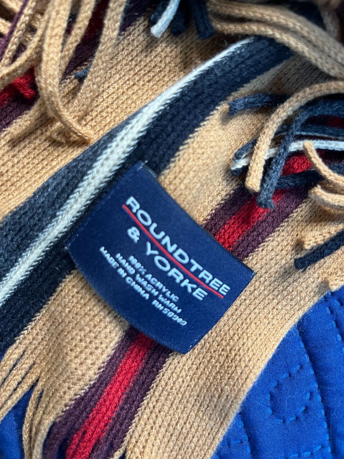 Striped Winter Scarf- Tan Red 4