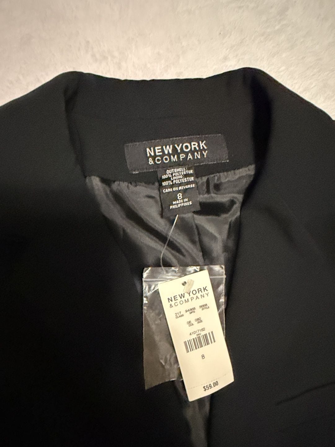 New York & Company Blazer Size 8 Black Suit Jacket 3