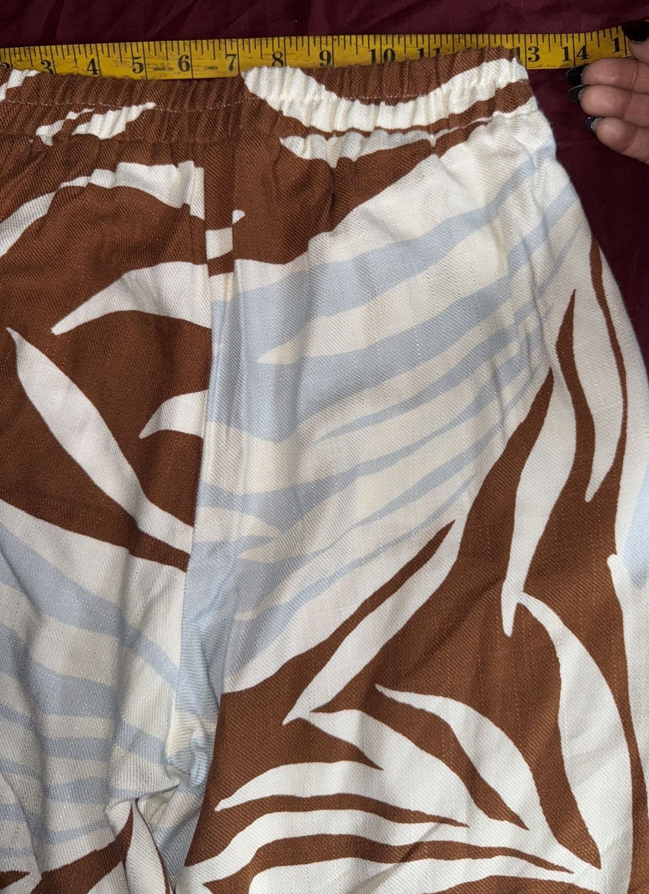 Sienna Sky Palm Print Wide Leg Pants Size S Brown Blue White 5