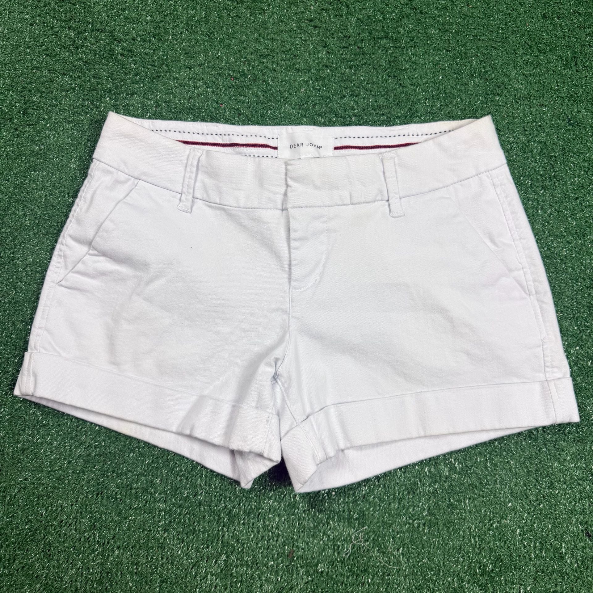 Dear John Cuffed Denim Shorts Size 29 White 2