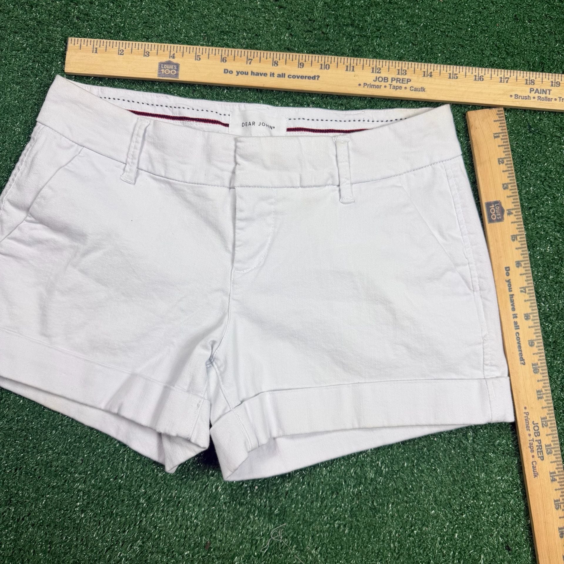 Dear John Cuffed Denim Shorts Size 29 White 6