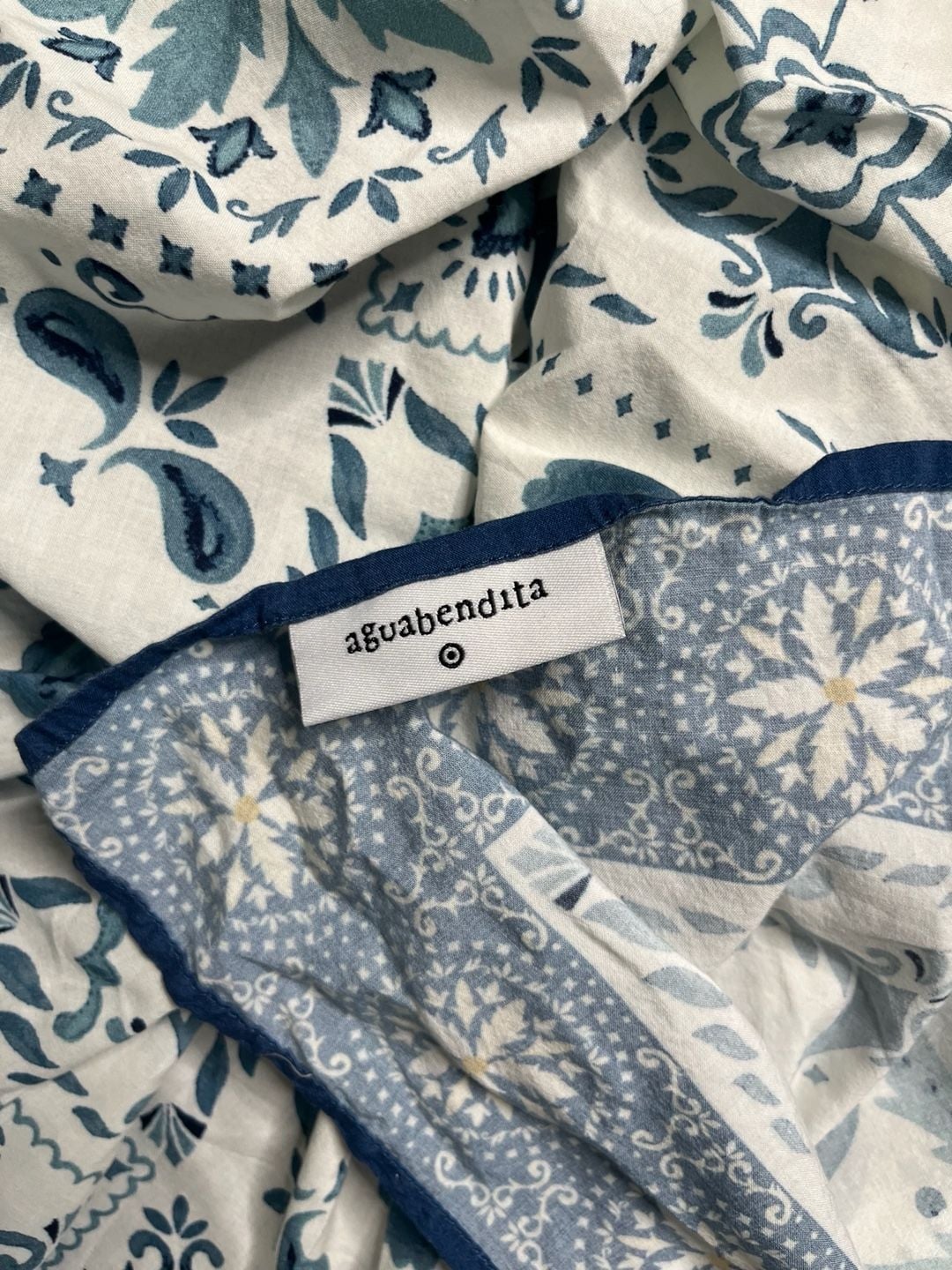 Agua Bendita Blue White Paisley Print Scarf 1