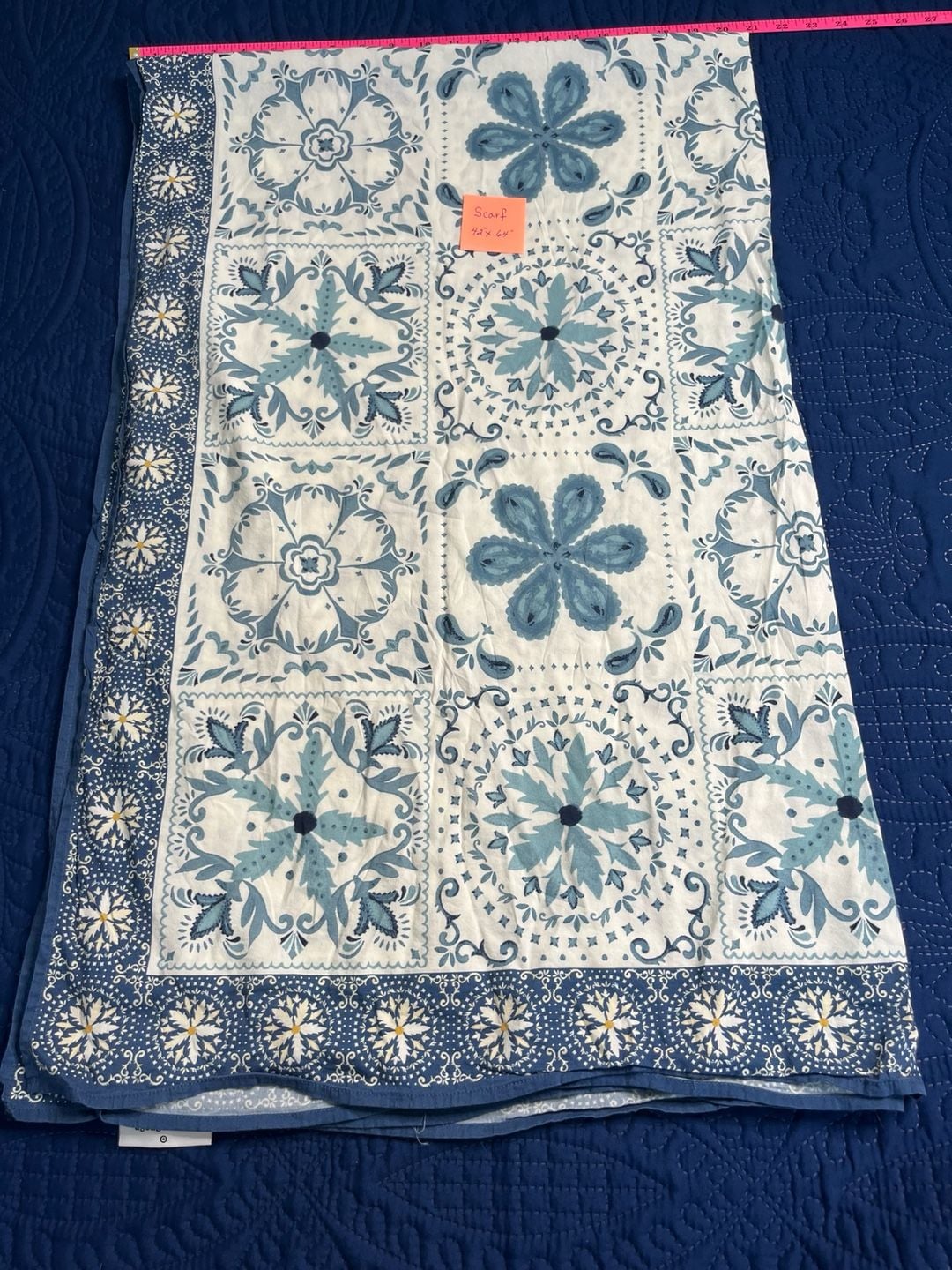 Agua Bendita Blue White Paisley Print Scarf 3