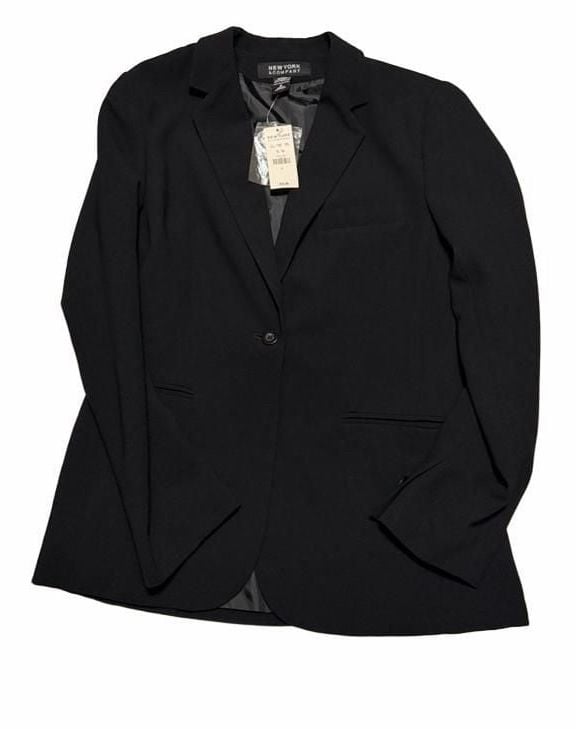 New York & Company Blazer Size 8 Black Suit Jacket 2
