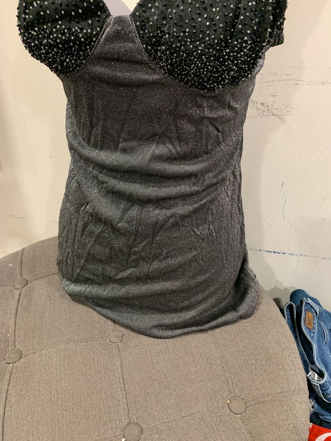 Y2k Metallic Beaded Cami Top Silver Black Sparkle Party Clubwear 4